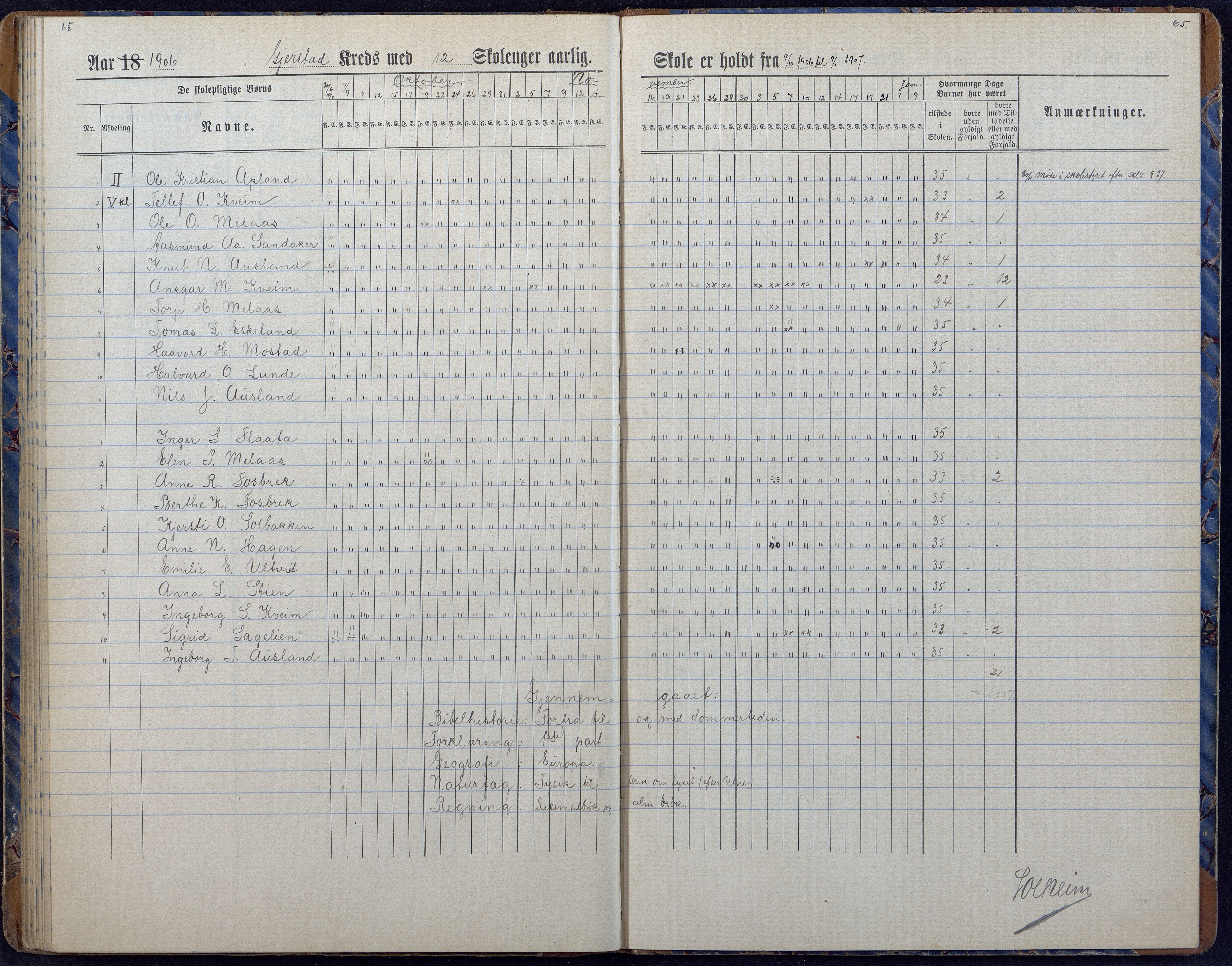 Gjerstad Kommune, Gjerstad Skole, AAKS/KA0911-550a/F01/L0008: Dagbok, 1892-1908, p. 67