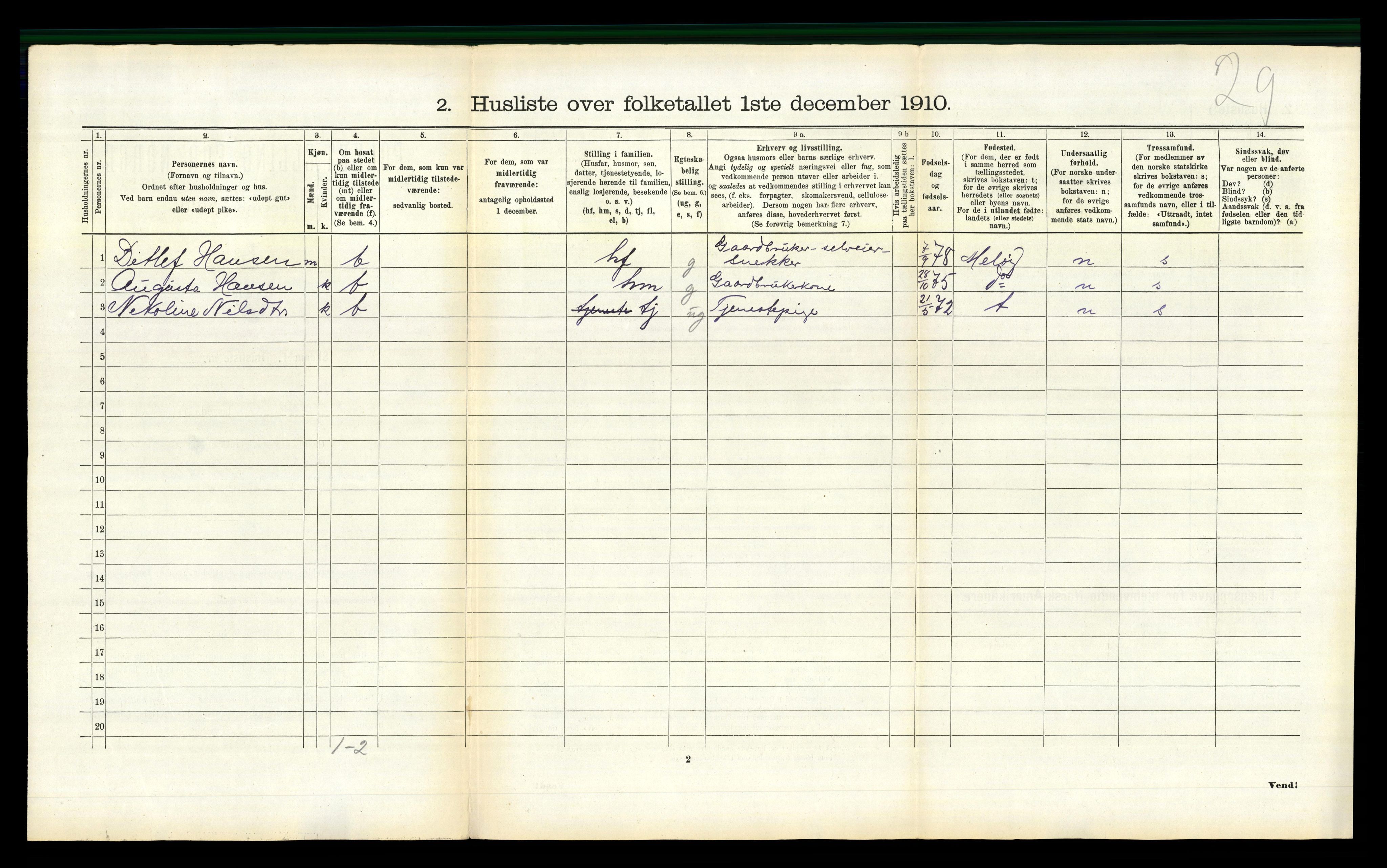 RA, 1910 census for Vefsn, 1910, p. 1375