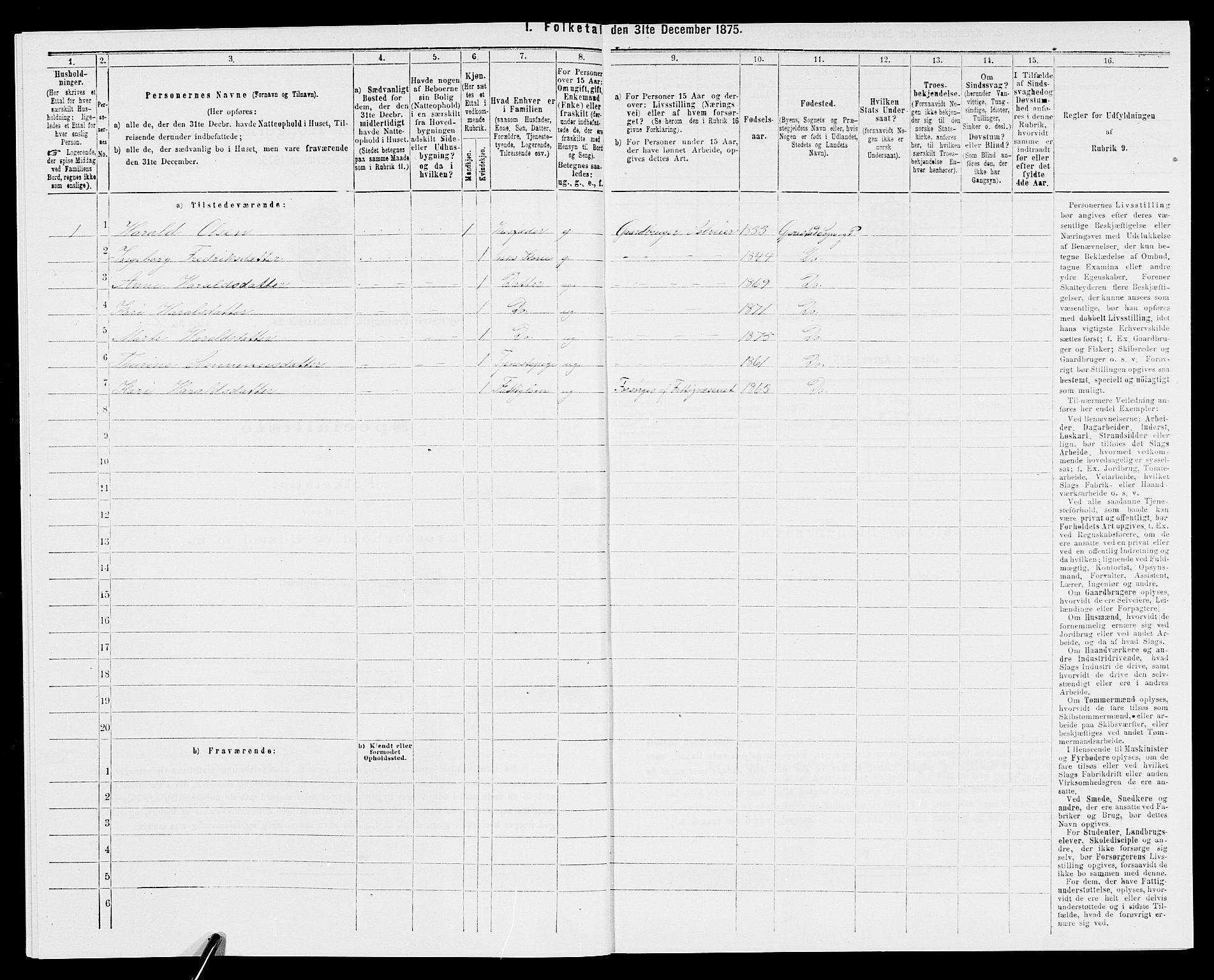 SAK, 1875 census for 0911P Gjerstad, 1875, p. 526