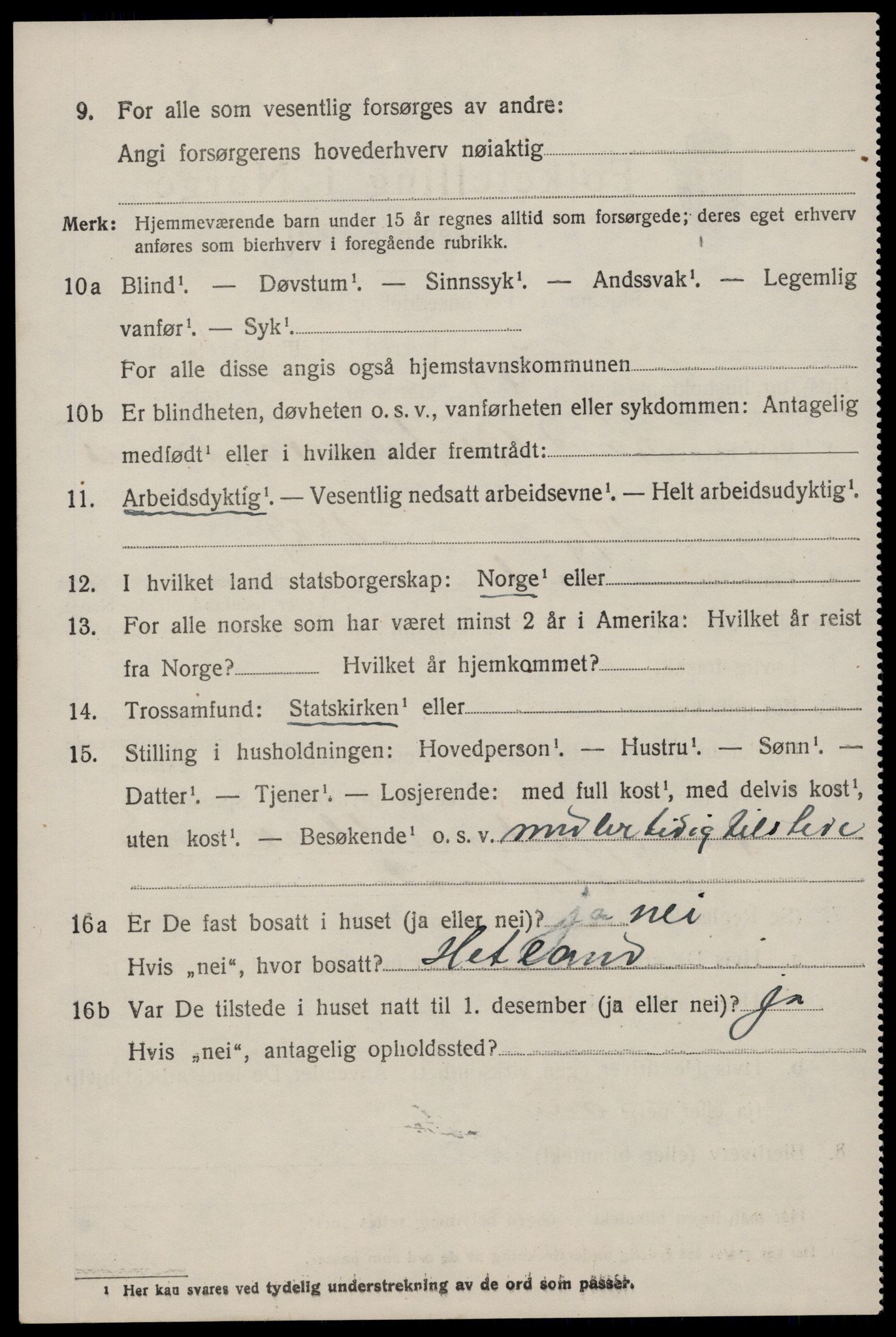 SAST, 1920 census for Jelsa, 1920, p. 3307