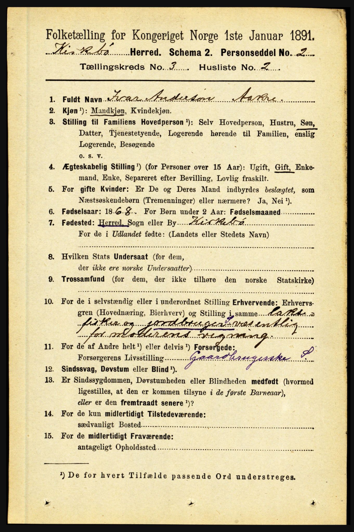RA, 1891 census for 1416 Kyrkjebø, 1891, p. 544