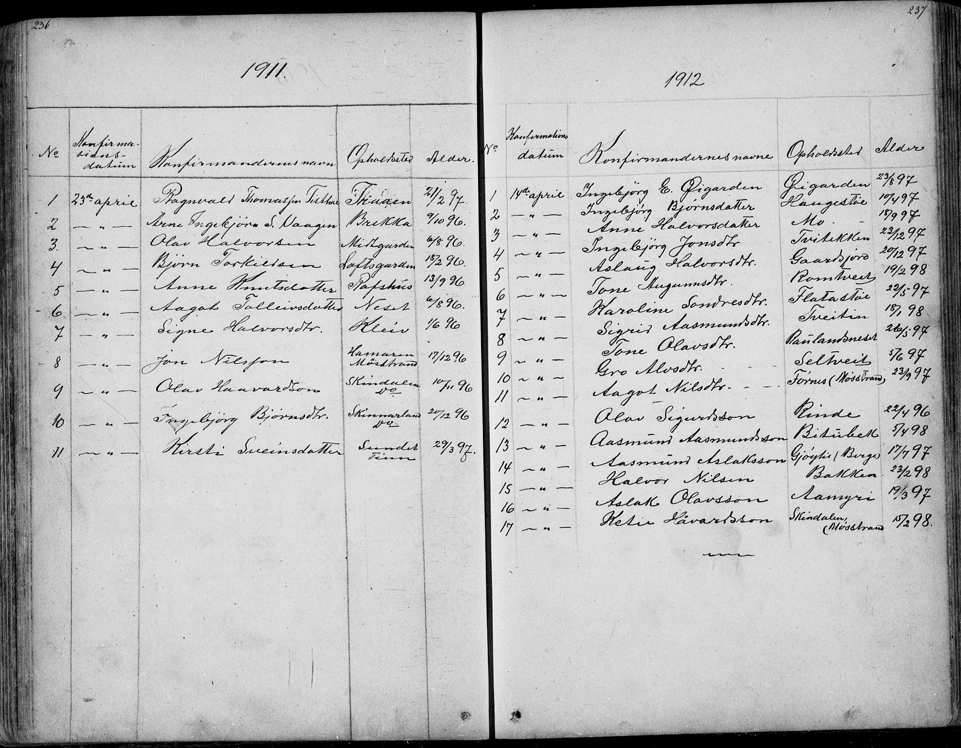 Rauland kirkebøker, SAKO/A-292/G/Ga/L0002: Parish register (copy) no. I 2, 1849-1935, p. 236-237