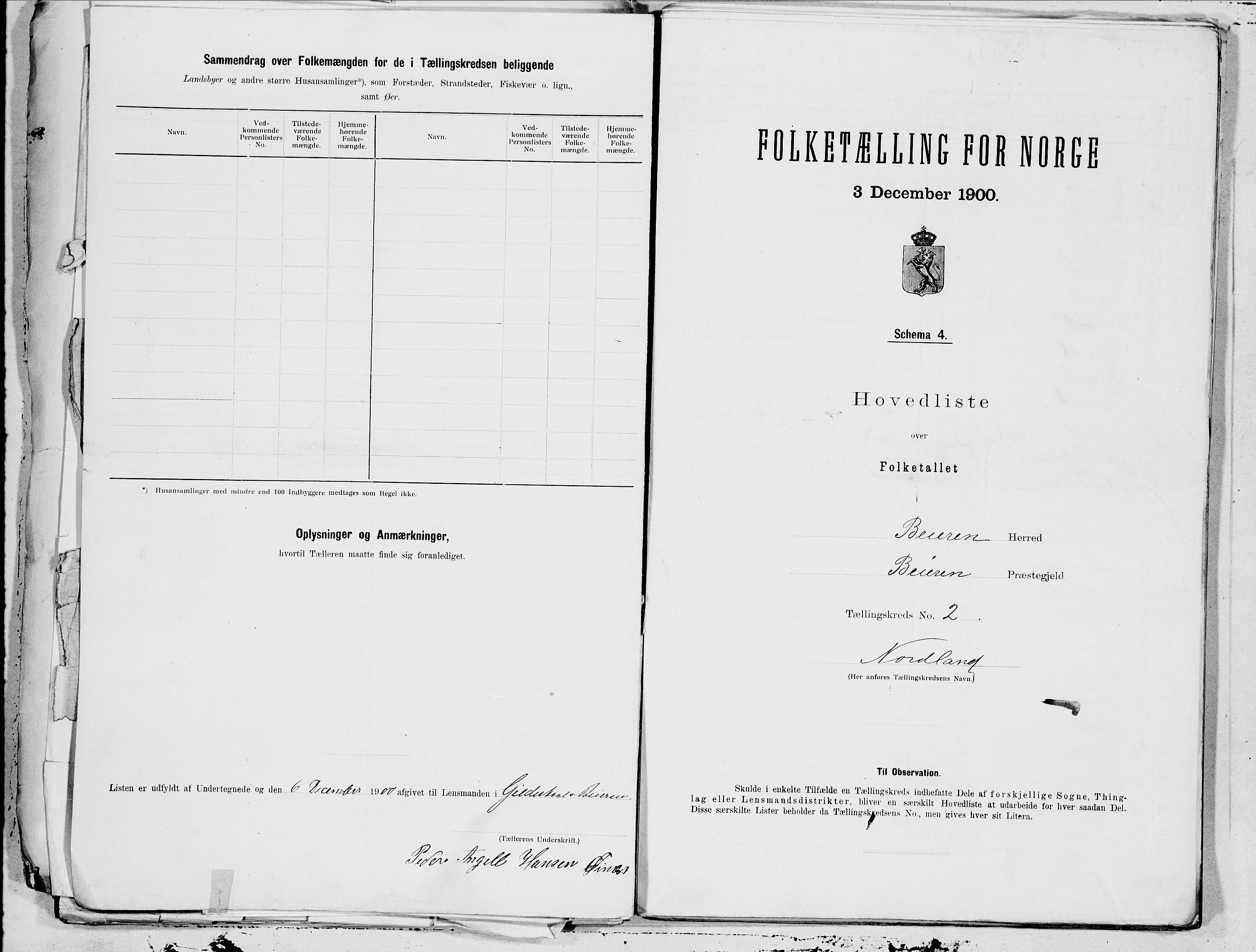 SAT, 1900 census for Beiarn, 1900, p. 4