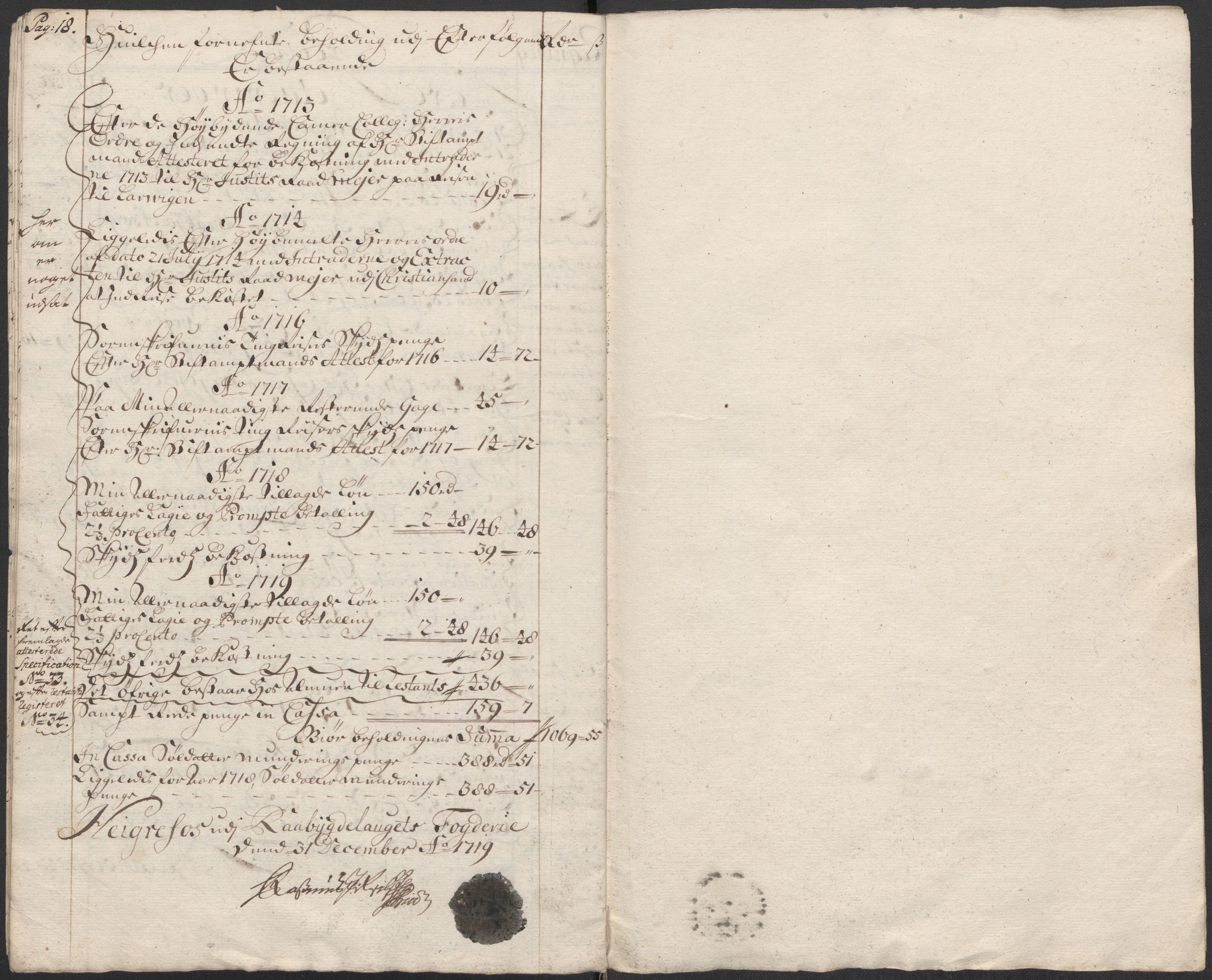 Rentekammeret inntil 1814, Reviderte regnskaper, Fogderegnskap, AV/RA-EA-4092/R40/L2453: Fogderegnskap Råbyggelag, 1718-1719, p. 273