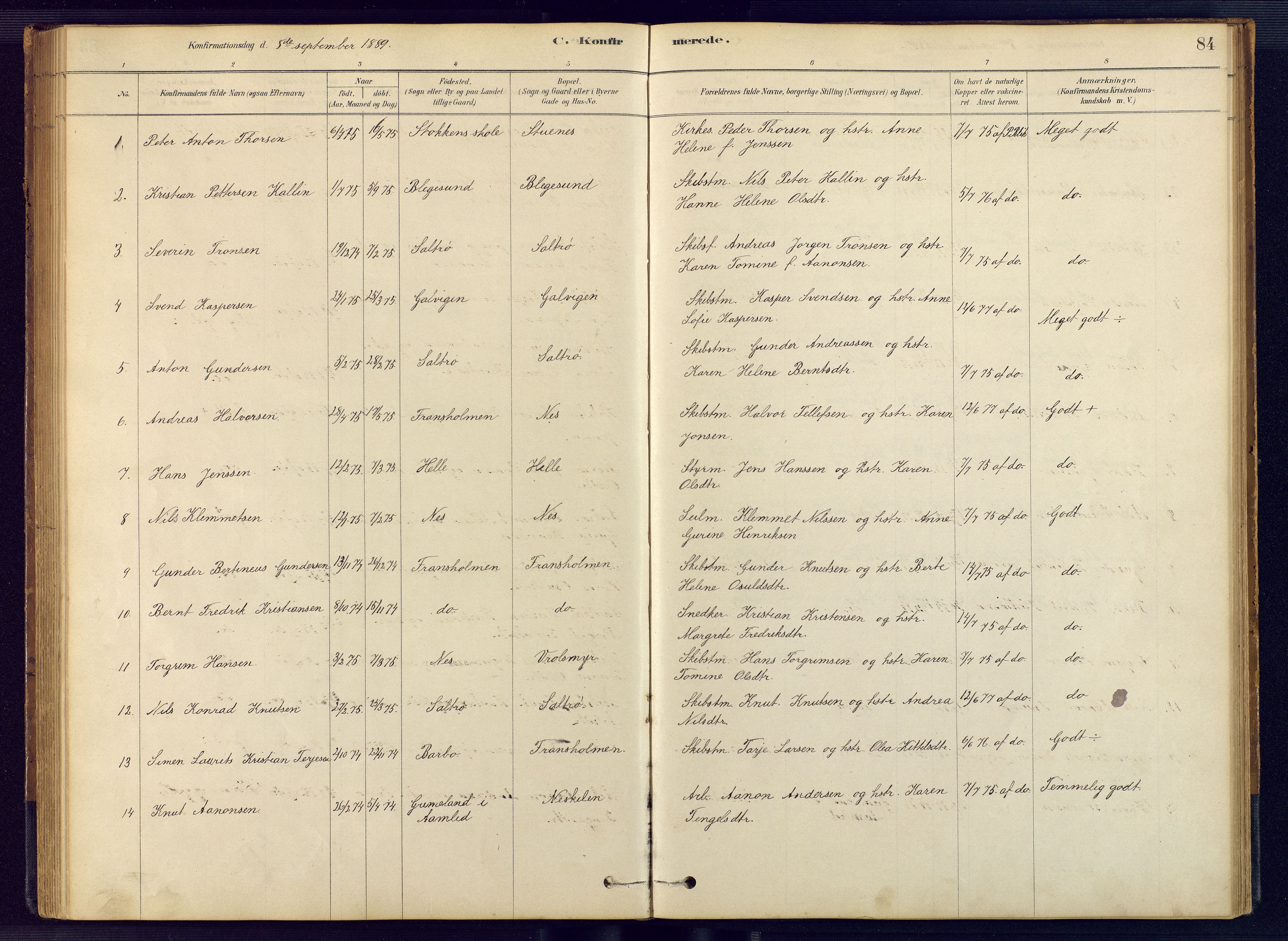 Austre Moland sokneprestkontor, SAK/1111-0001/F/Fb/Fbb/L0001: Parish register (copy) no. B 1, 1878-1904, p. 84