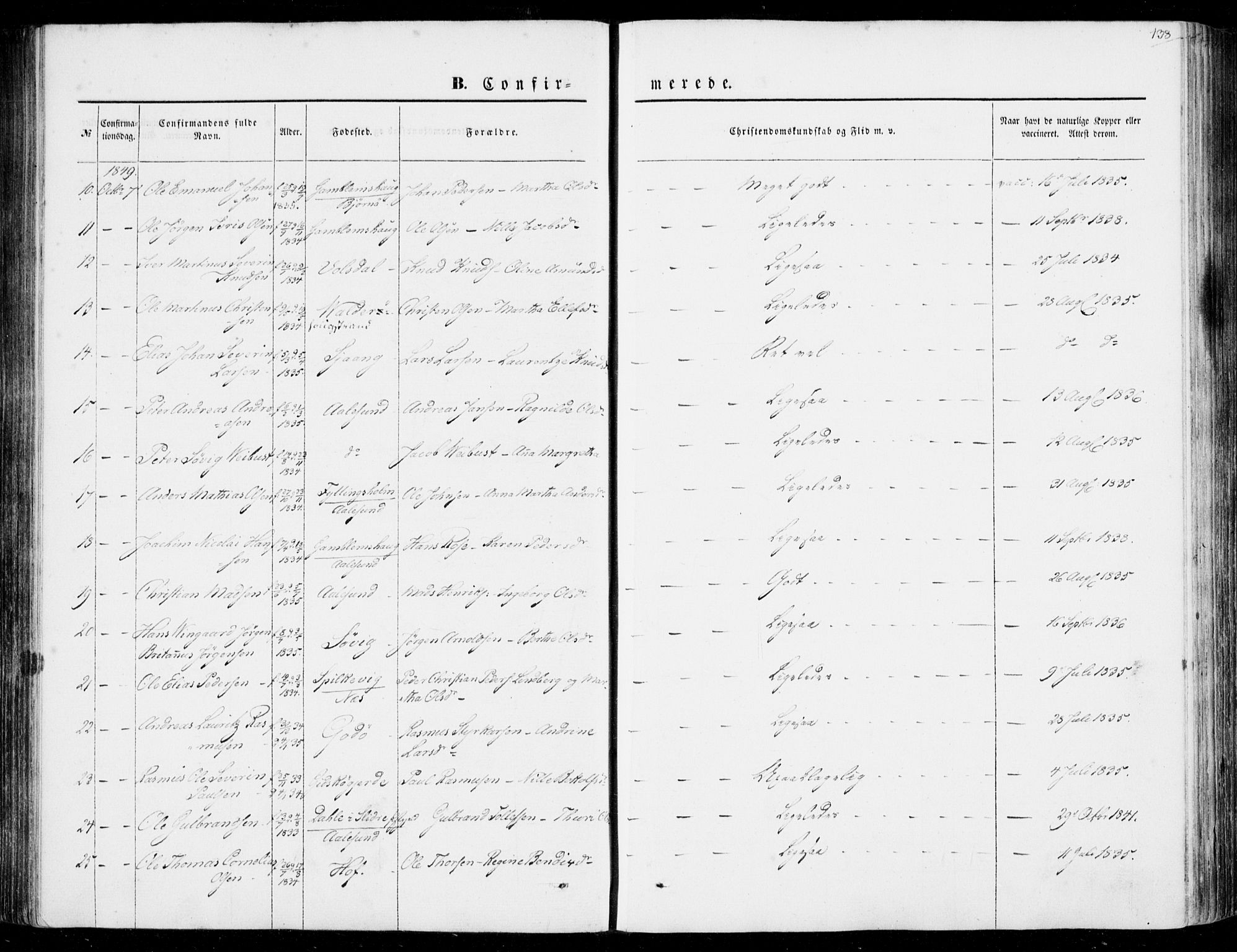 Ministerialprotokoller, klokkerbøker og fødselsregistre - Møre og Romsdal, AV/SAT-A-1454/528/L0397: Parish register (official) no. 528A08, 1848-1858, p. 138