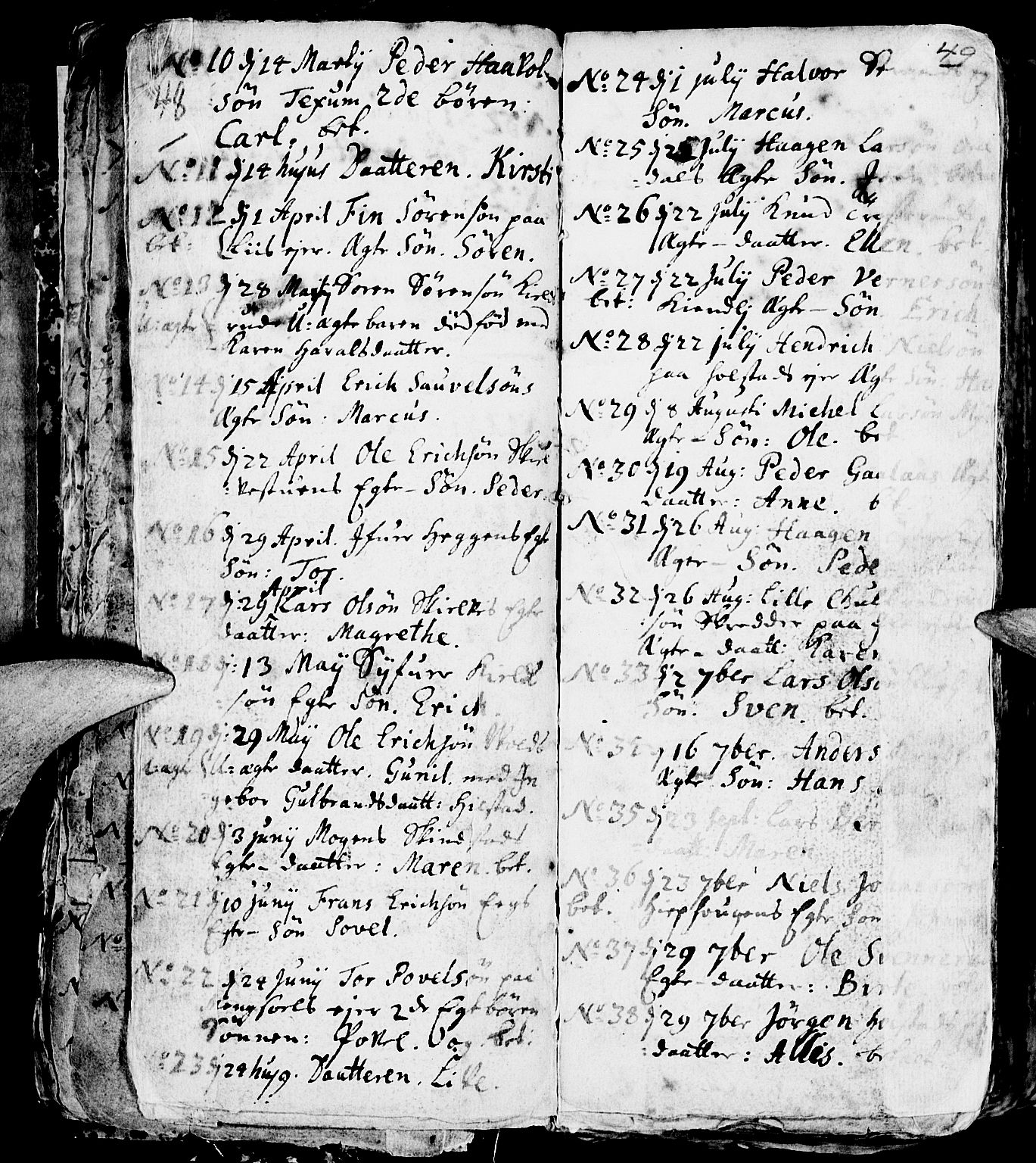 Nes prestekontor, Hedmark, AV/SAH-PREST-020/L/La/L0001: Parish register (copy) no. 1, 1663-1784, p. 48-49