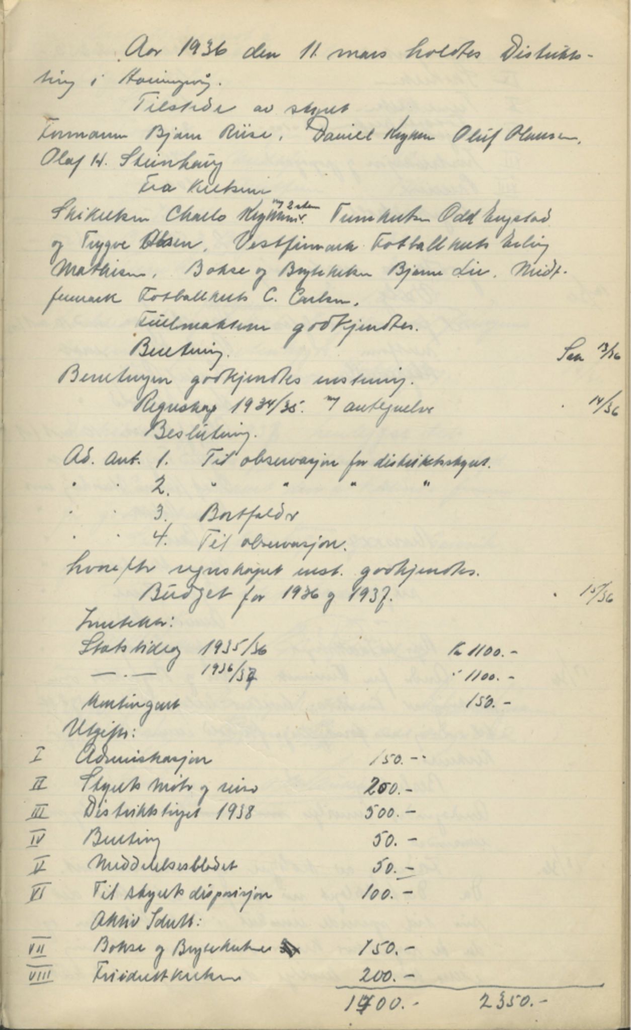 Finnmark Distriktslag for Idrett, FMFB/A-1040/A/L0001: Møteprotokoll, 1919-1940, p. 176