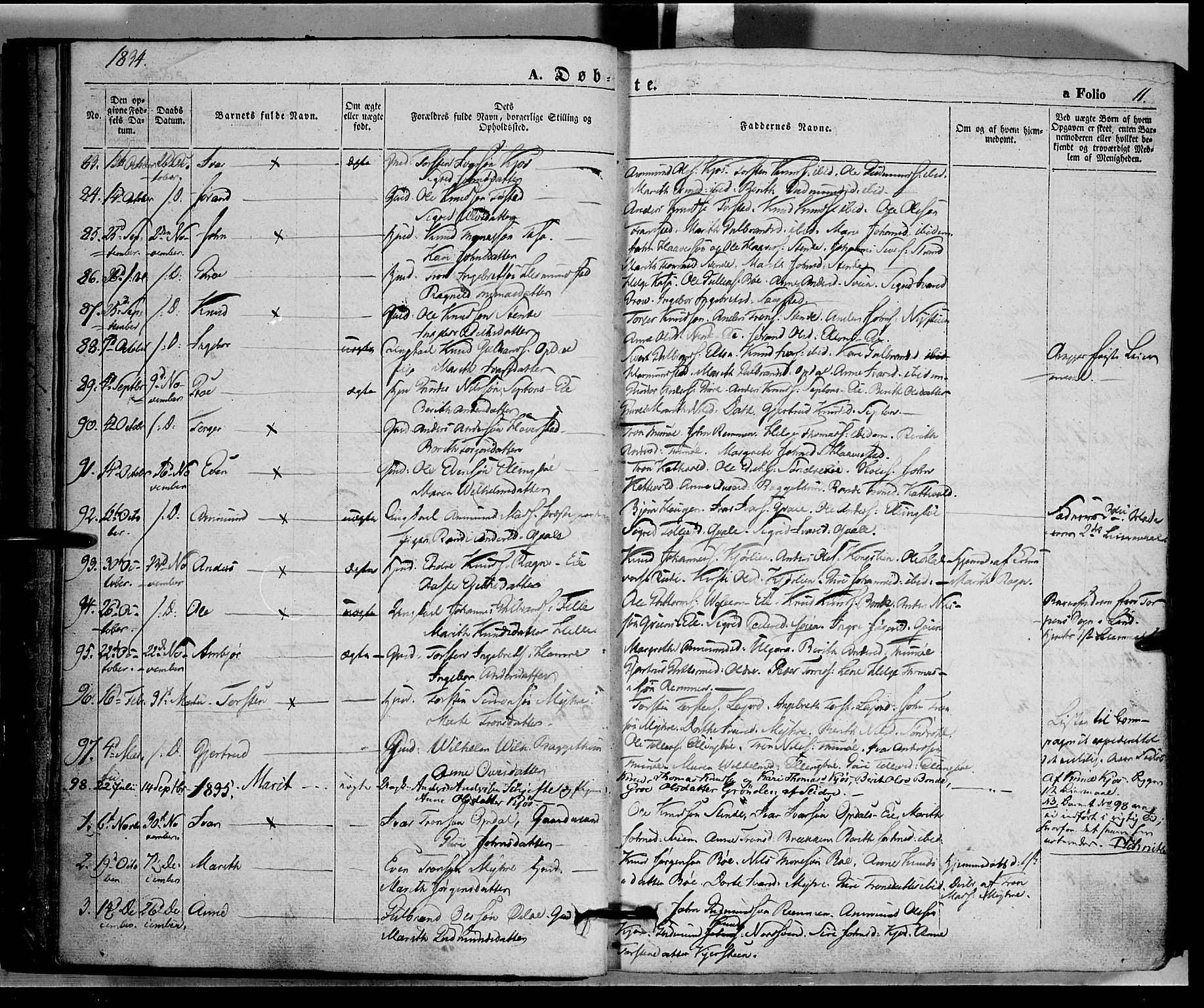 Vang prestekontor, Valdres, SAH/PREST-140/H/Ha/L0005: Parish register (official) no. 5, 1831-1845, p. 11b