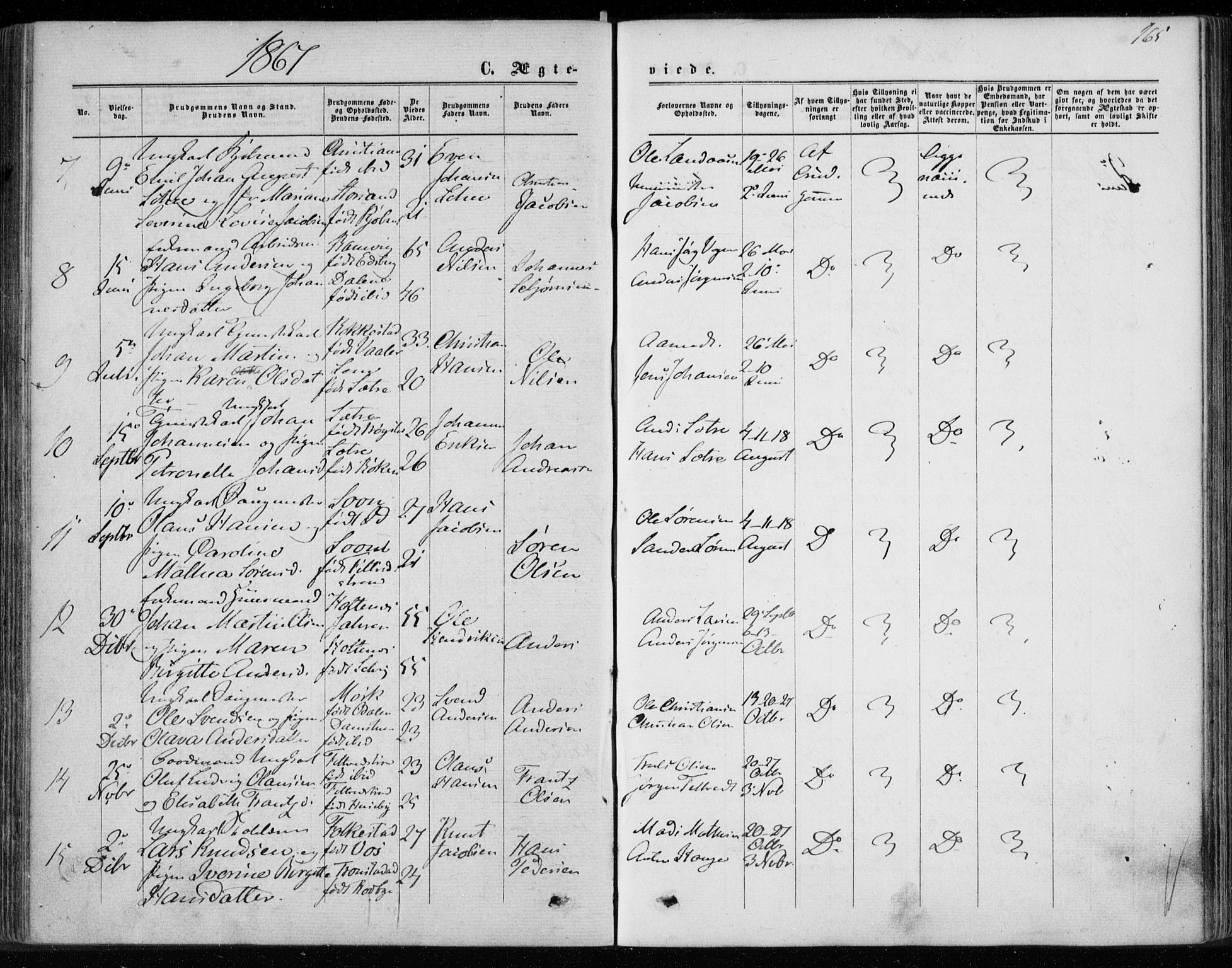 Hurum kirkebøker, AV/SAKO-A-229/F/Fa/L0012: Parish register (official) no. 12, 1861-1875, p. 165