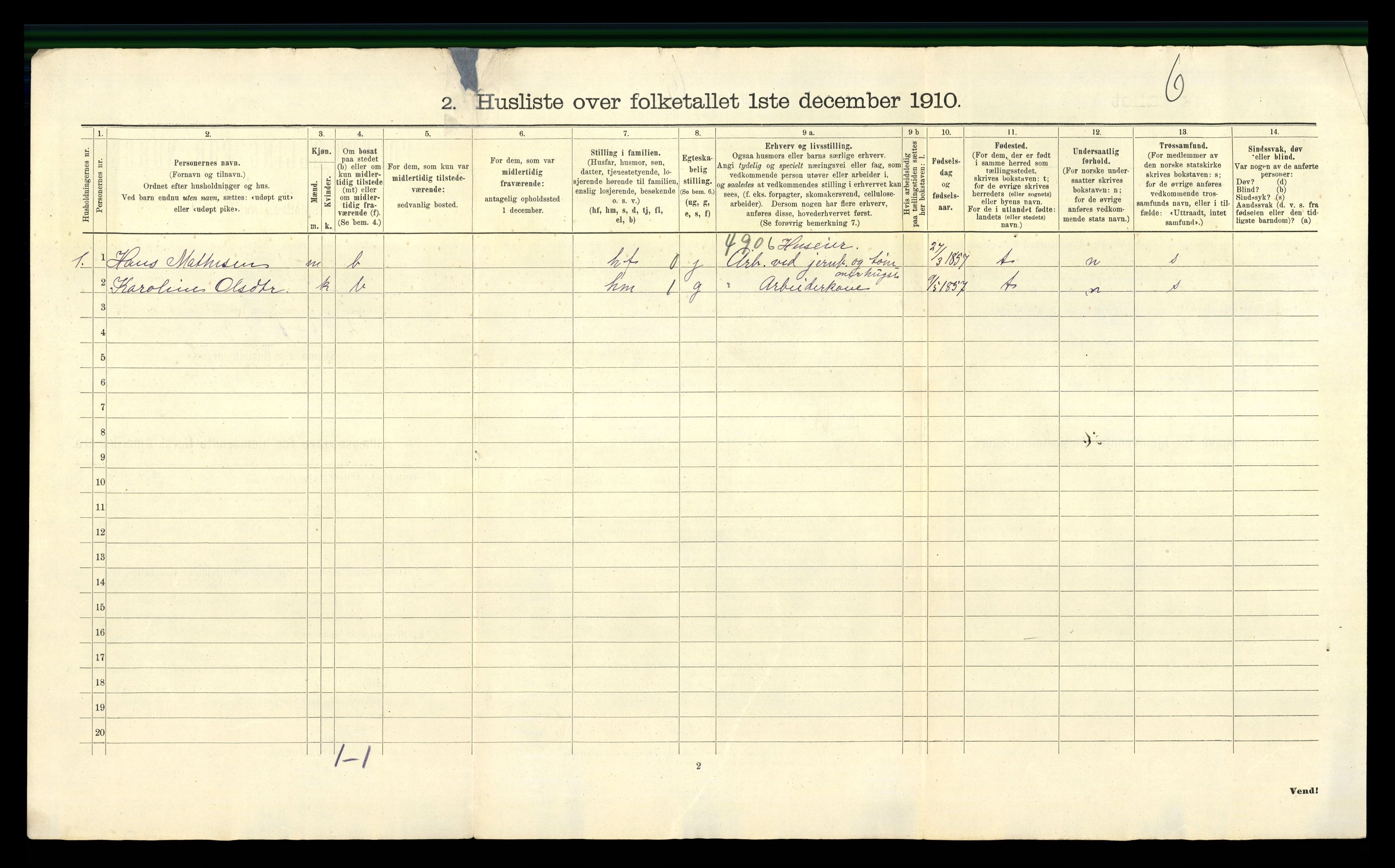 RA, 1910 census for Botne, 1910, p. 29