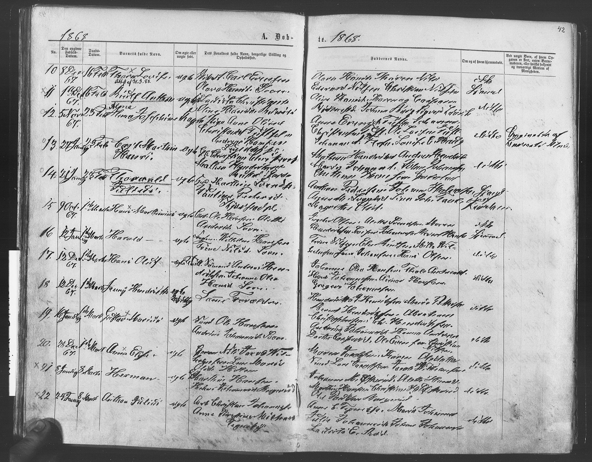 Vestby prestekontor Kirkebøker, AV/SAO-A-10893/F/Fa/L0008: Parish register (official) no. I 8, 1863-1877, p. 42