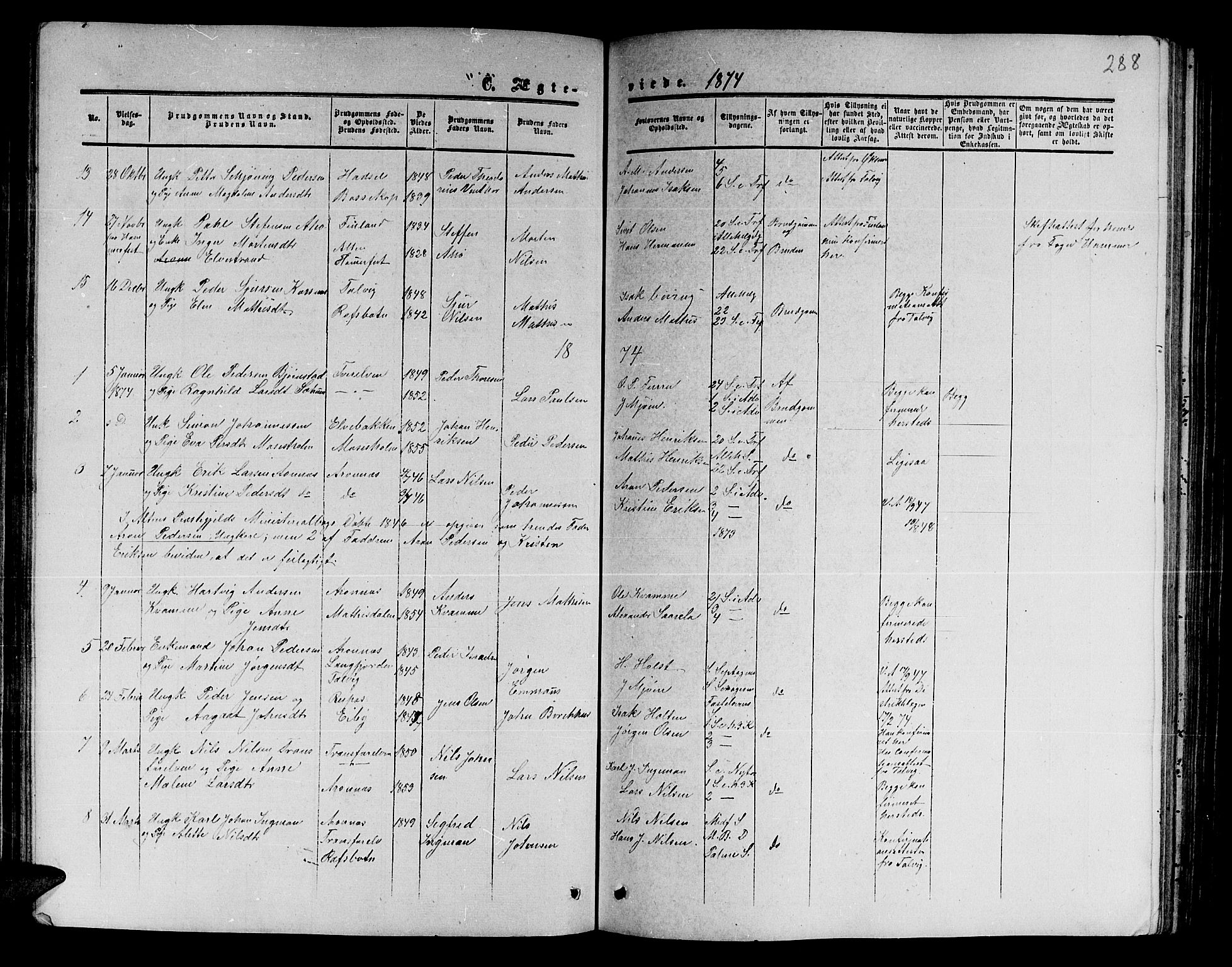 Alta sokneprestkontor, SATØ/S-1338/H/Hb/L0001.klokk: Parish register (copy) no. 1, 1858-1878, p. 287-288