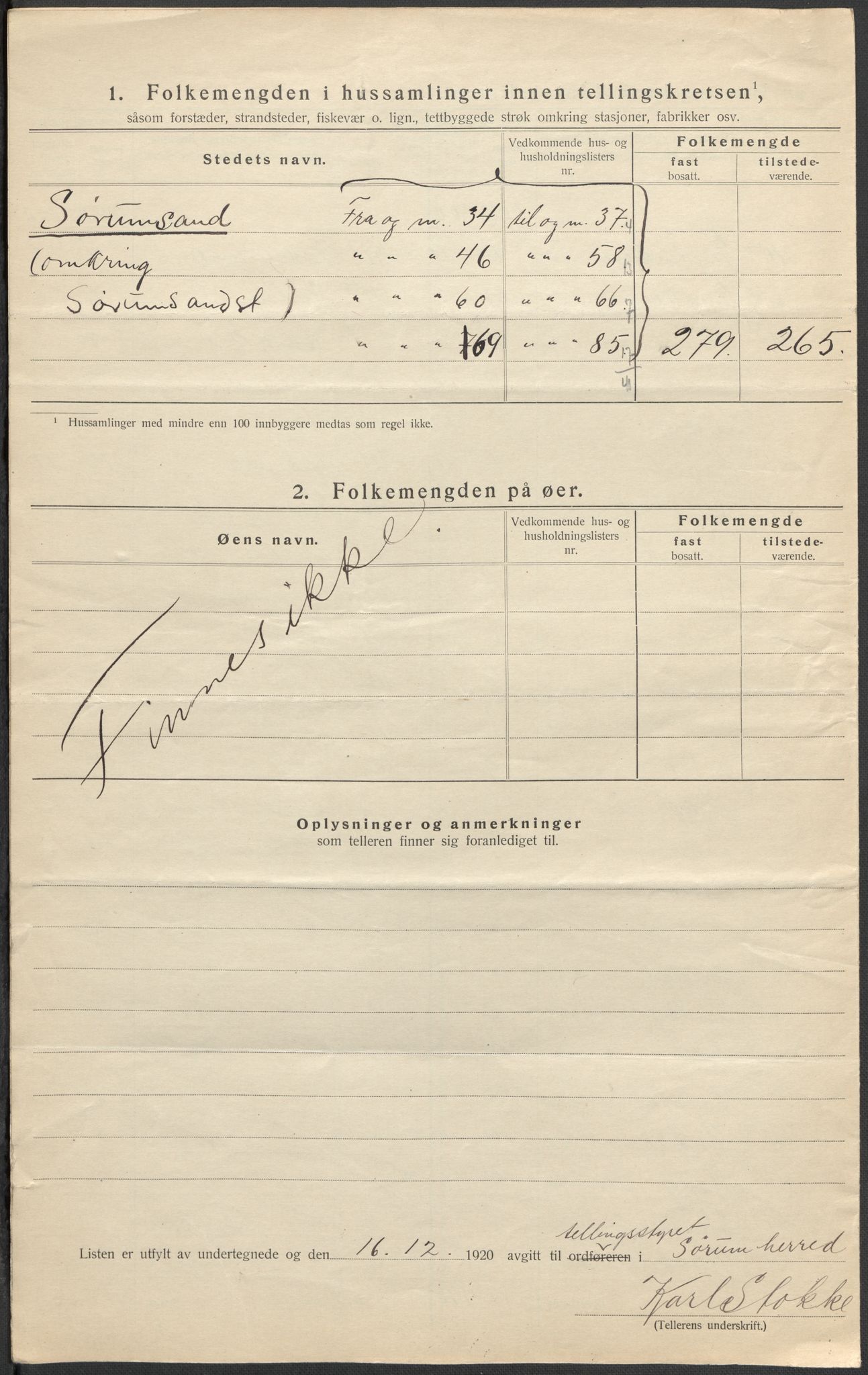 SAO, 1920 census for Sørum, 1920, p. 18