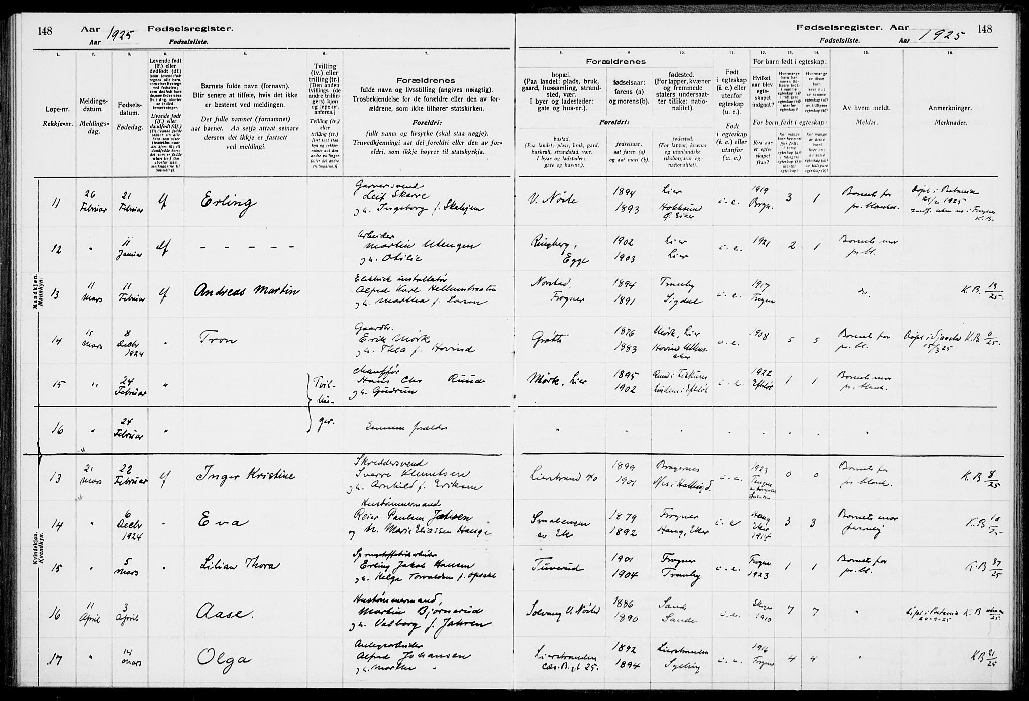 Lier kirkebøker, AV/SAKO-A-230/J/Ja/L0001: Birth register no. 1, 1916-1928, p. 148