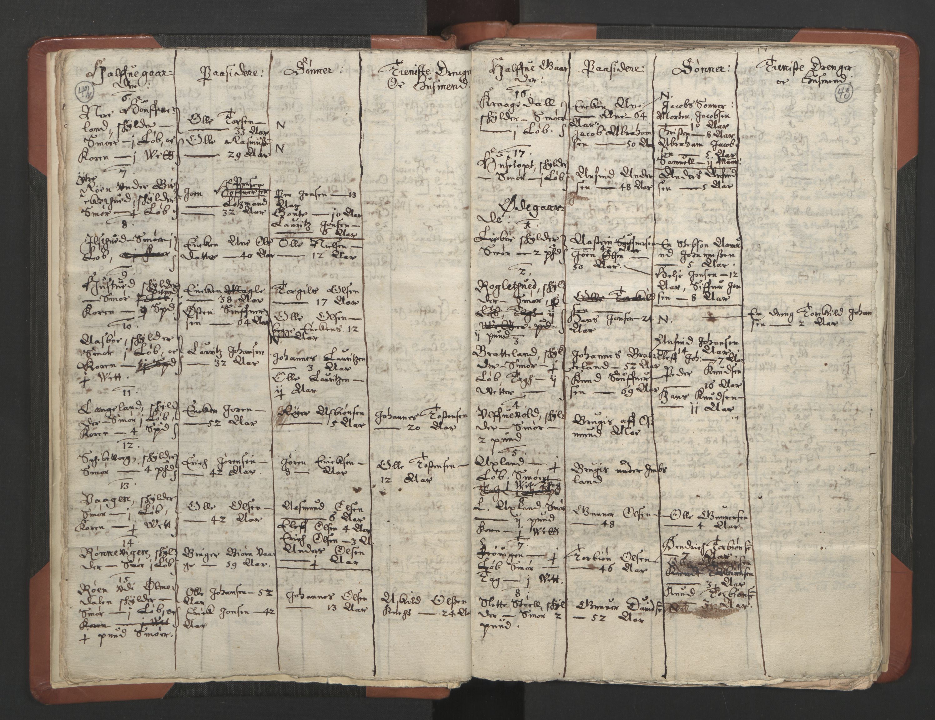 RA, Vicar's Census 1664-1666, no. 19: Ryfylke deanery, 1664-1666, p. 42-43