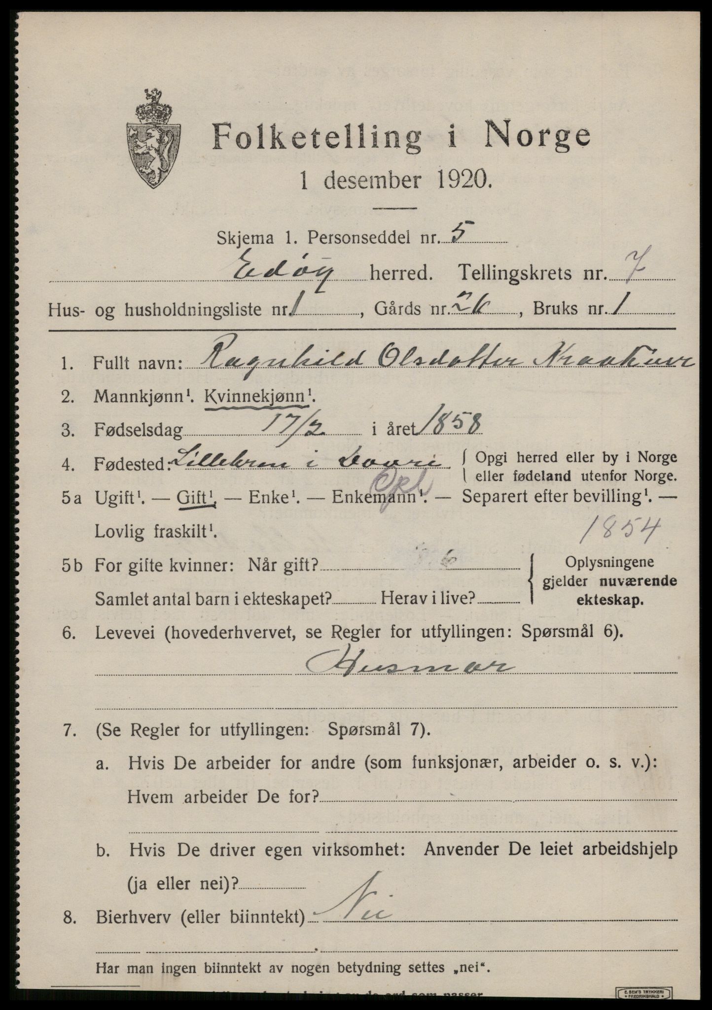 SAT, 1920 census for Edøy, 1920, p. 2206