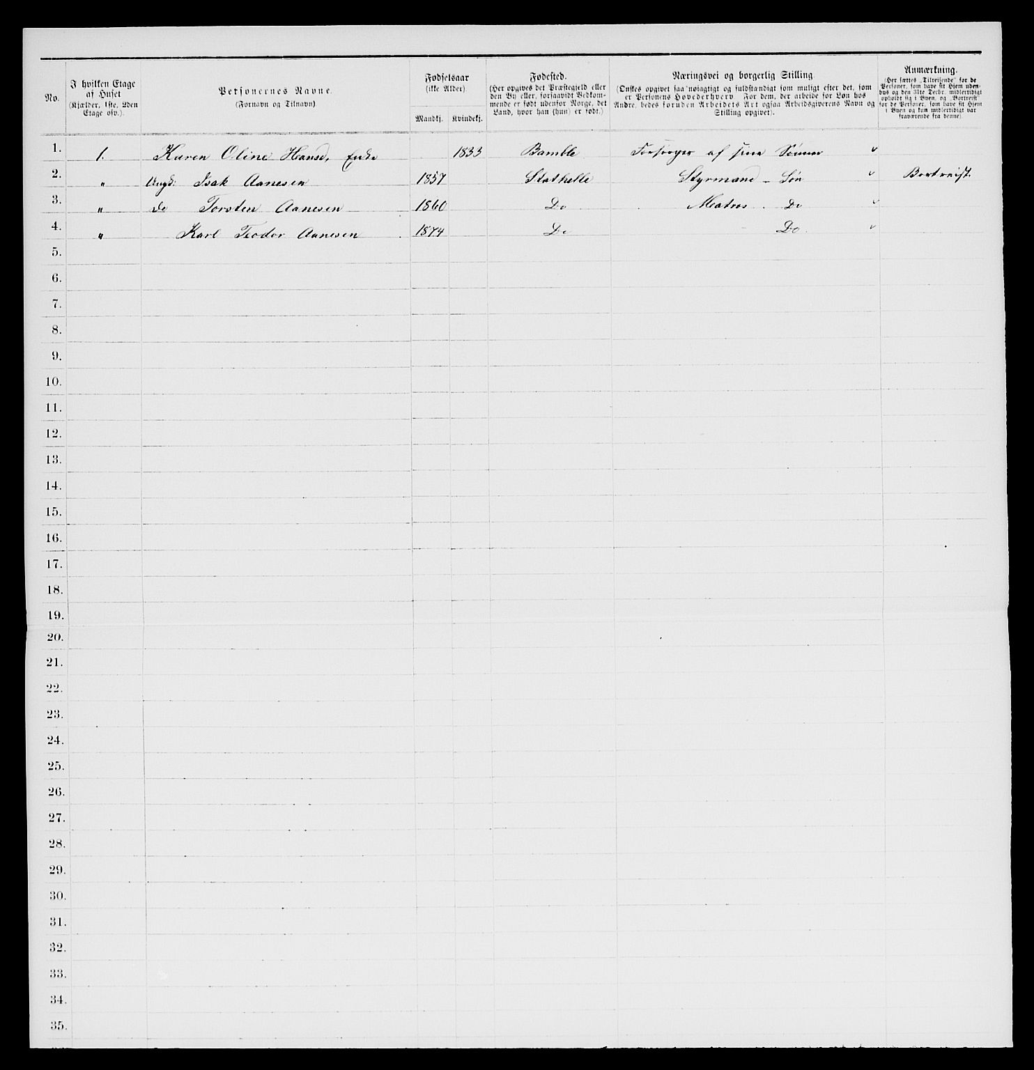 SAKO, 1885 census for 0803 Stathelle, 1885, p. 94