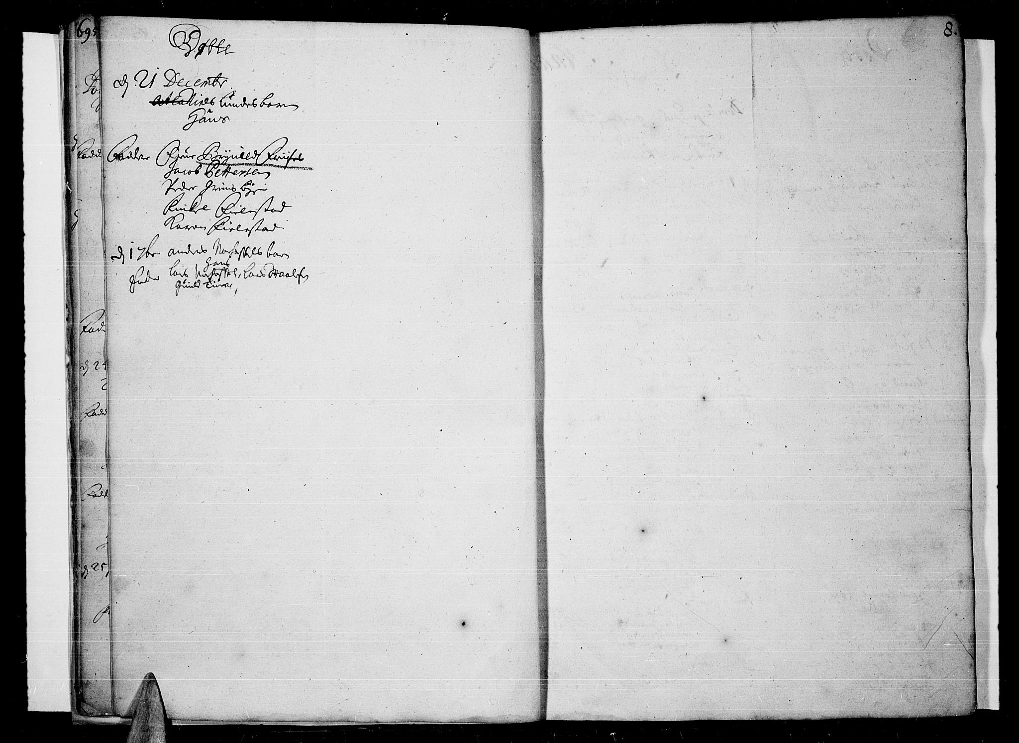 Lista sokneprestkontor, AV/SAK-1111-0027/F/Fa/L0001: Parish register (official) no. A 1 /1, 1691-1715, p. 8