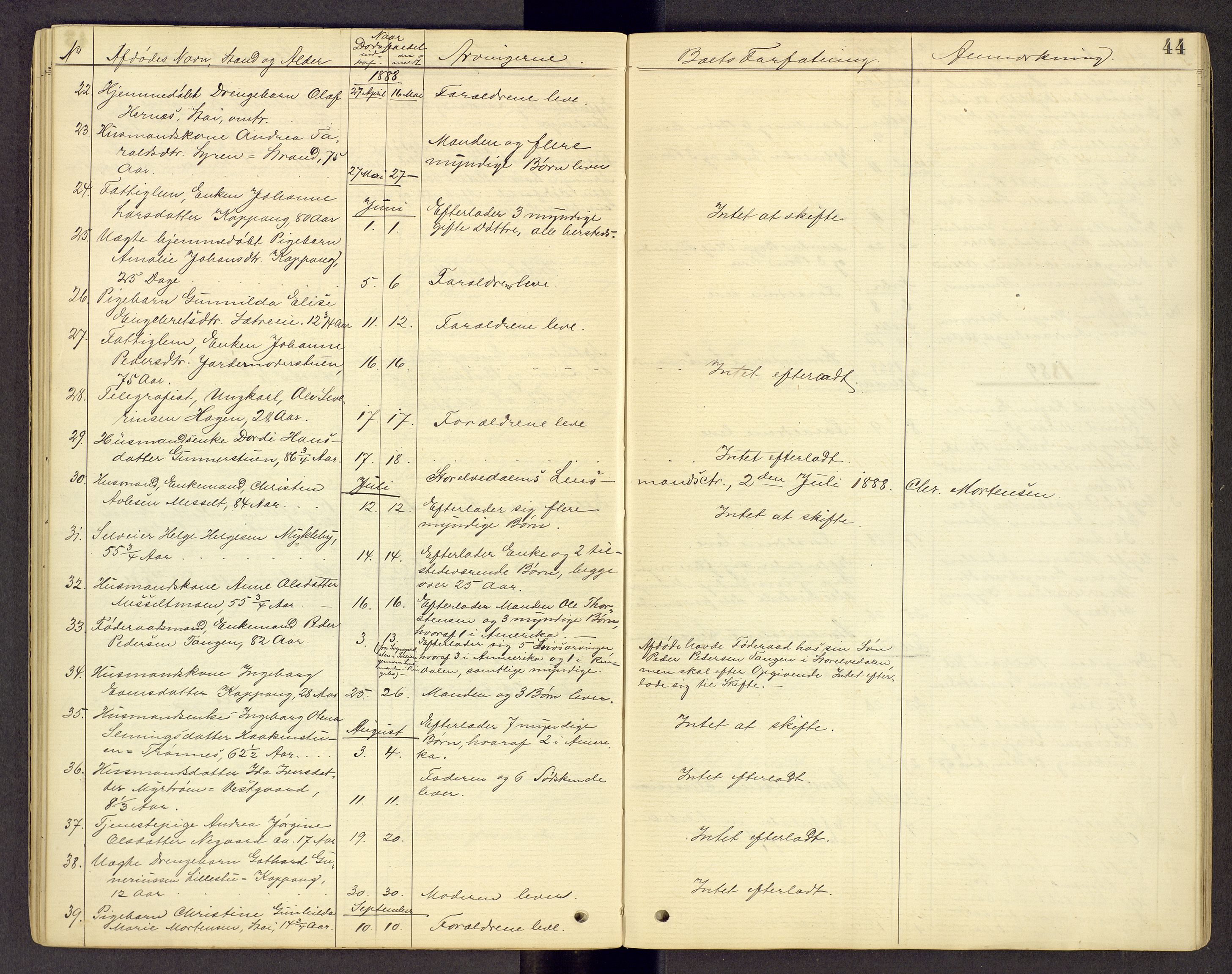 Sør-Østerdal sorenskriveri, AV/SAH-TING-018/J/Jg/L0014: Dødsfallsjournal, 1874-1908, p. 44