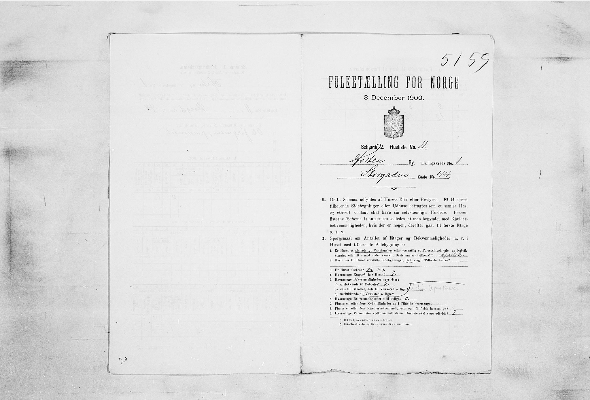 RA, 1900 census for Horten, 1900, p. 4992