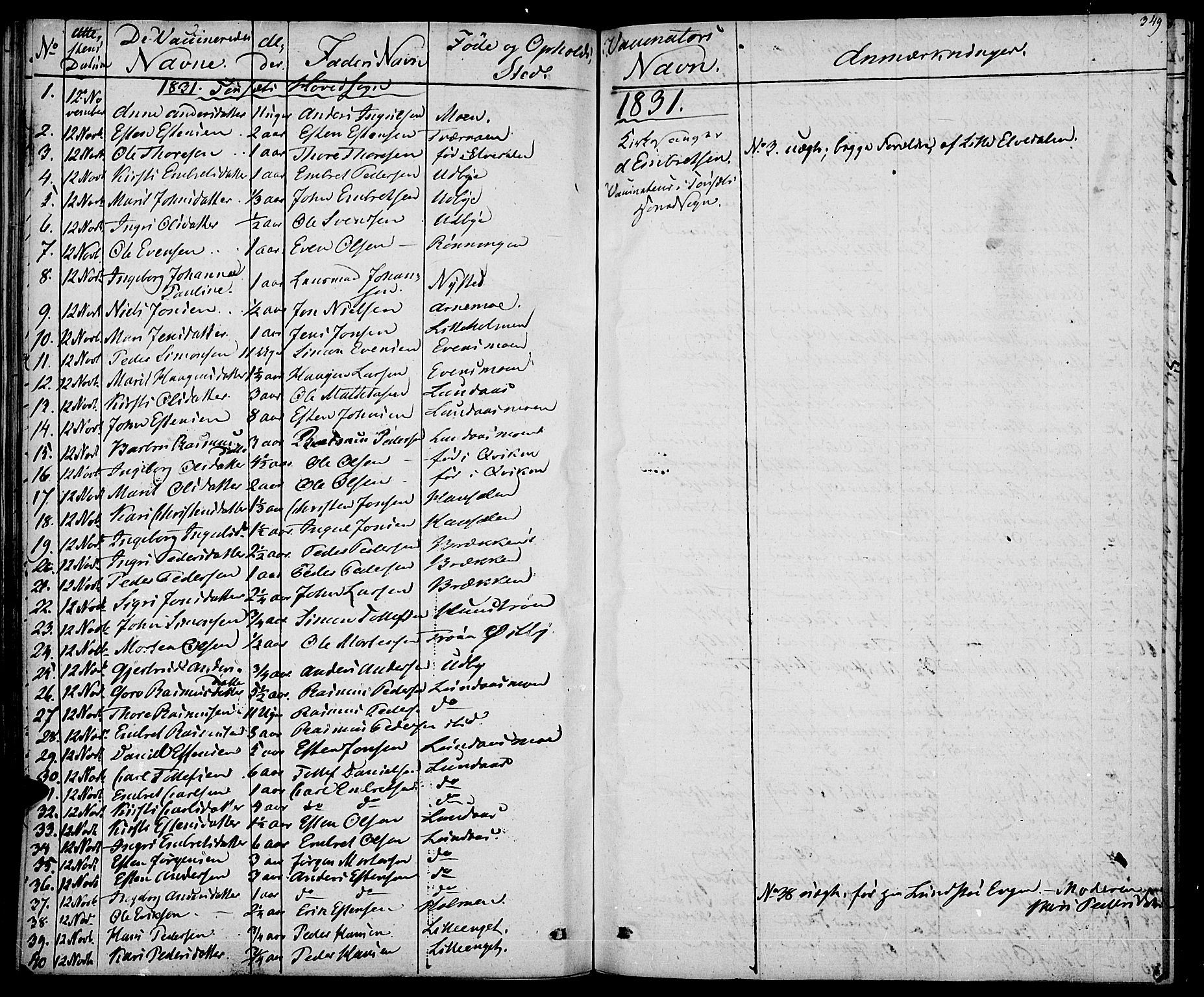 Tynset prestekontor, SAH/PREST-058/H/Ha/Haa/L0019: Parish register (official) no. 19, 1829-1847, p. 349