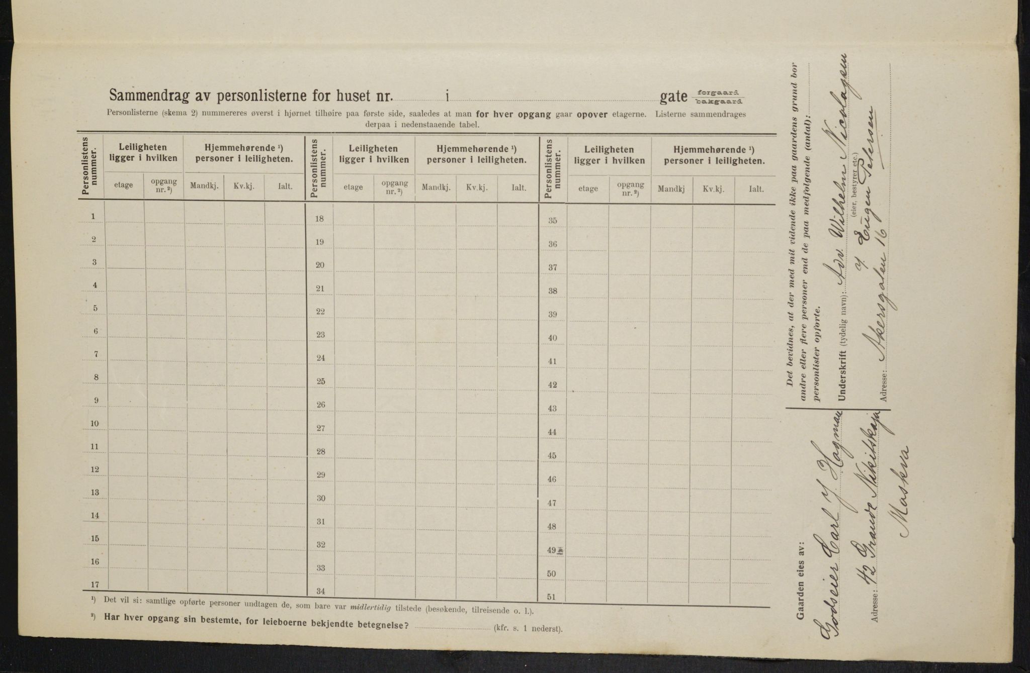 OBA, Municipal Census 1914 for Kristiania, 1914, p. 30322