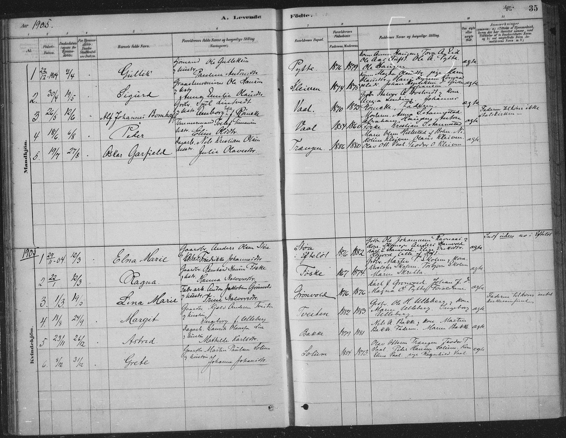 Sandsvær kirkebøker, AV/SAKO-A-244/F/Fe/L0001: Parish register (official) no. V 1, 1878-1936, p. 35