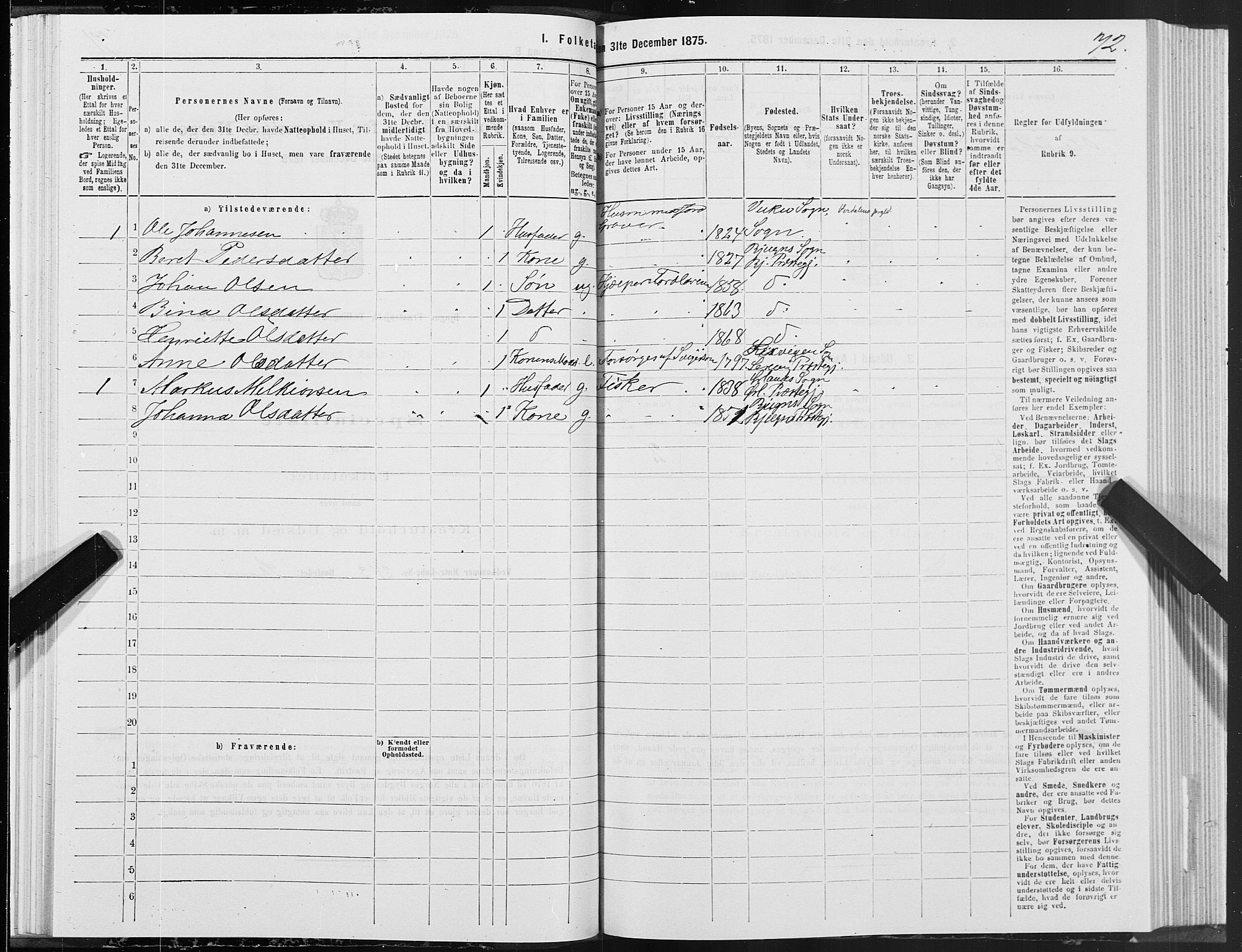 SAT, 1875 census for 1627P Bjugn, 1875, p. 2072