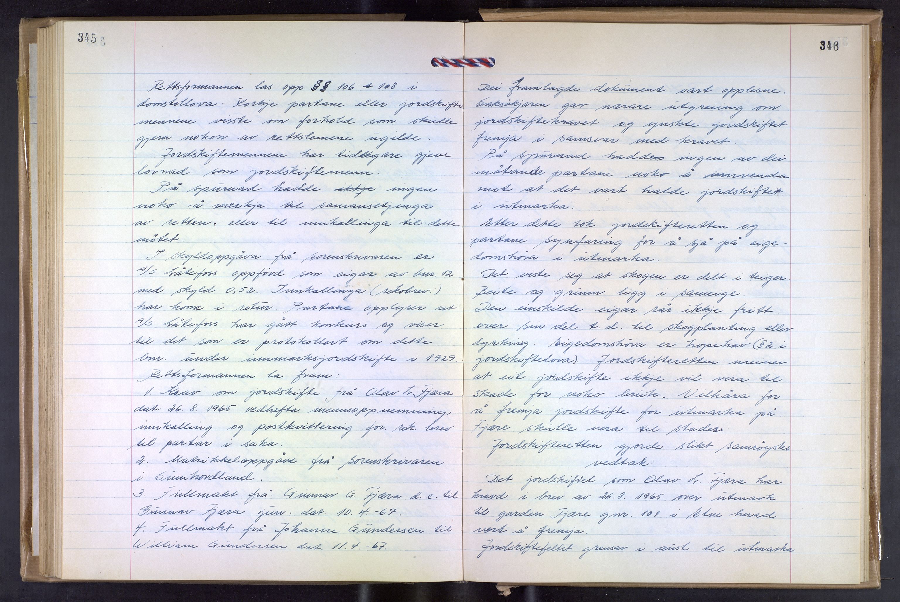 Hordaland jordskiftedøme - VII Indre Sunnhordland jordskiftedistrikt, AV/SAB-A-7401/A/Aa/L0031: Forhandlingsprotokoll, 1960-1967, p. 345-346