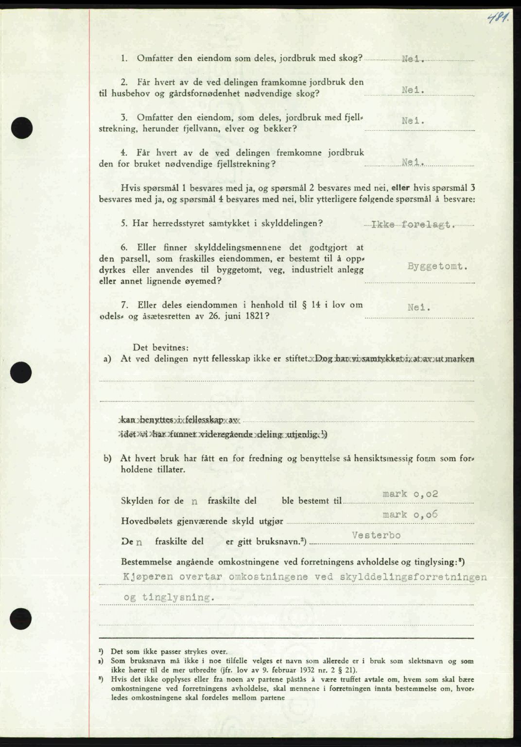 Nordmøre sorenskriveri, AV/SAT-A-4132/1/2/2Ca: Mortgage book no. A112, 1949-1949, Diary no: : 2632/1949