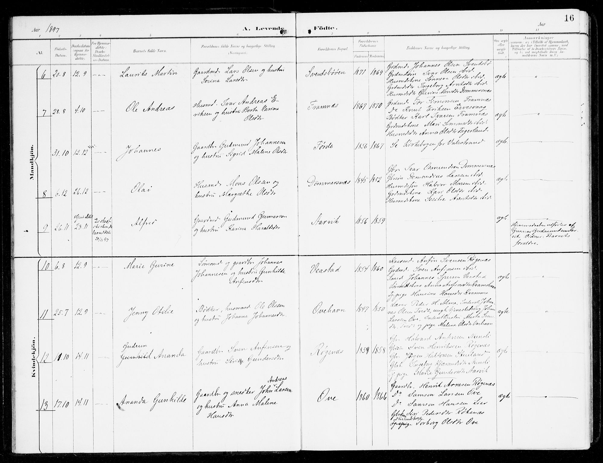 Sveio Sokneprestembete, AV/SAB-A-78501/H/Haa: Parish register (official) no. D 2, 1894-1916, p. 16