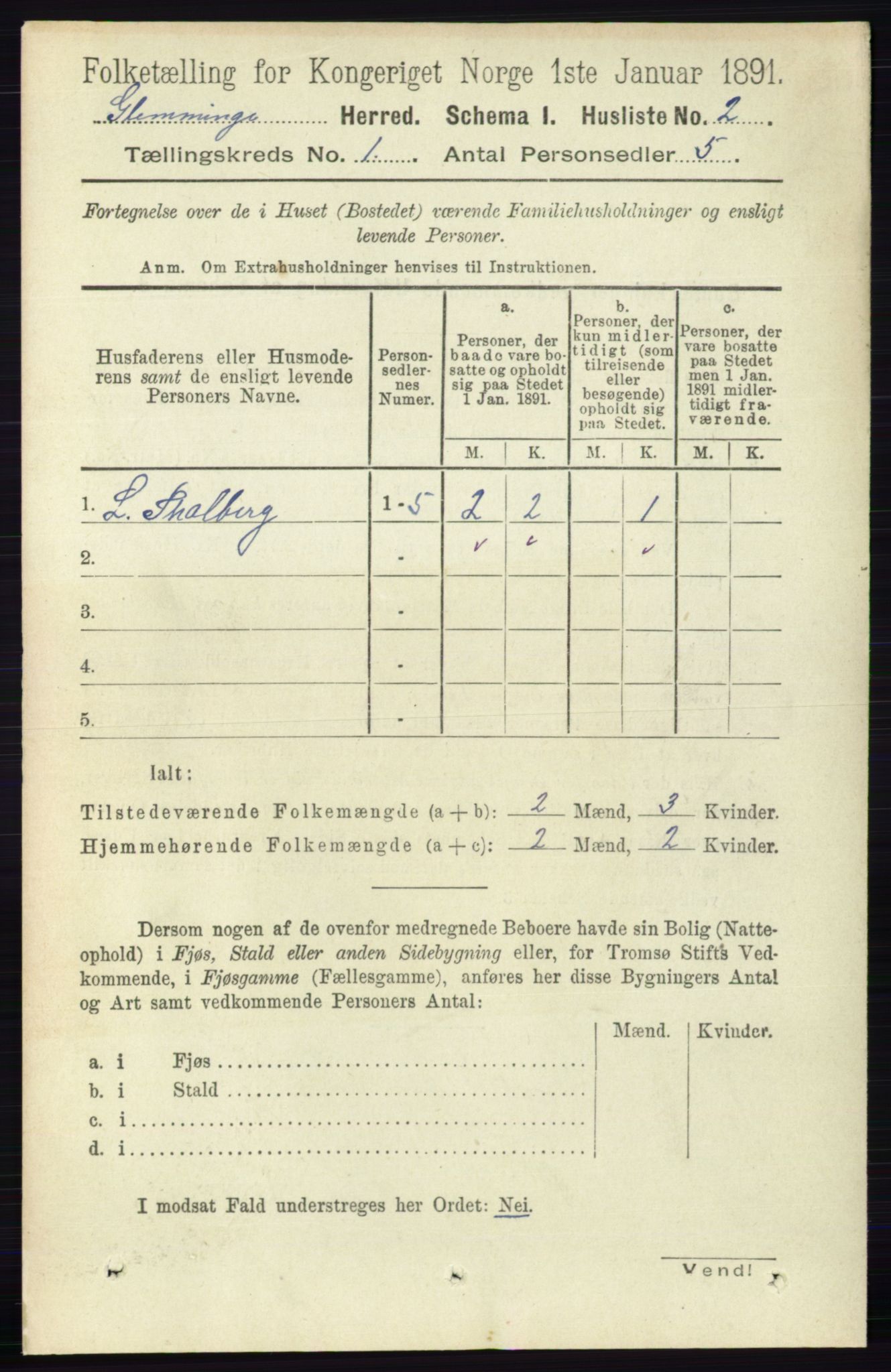 RA, 1891 census for 0132 Glemmen, 1891, p. 46