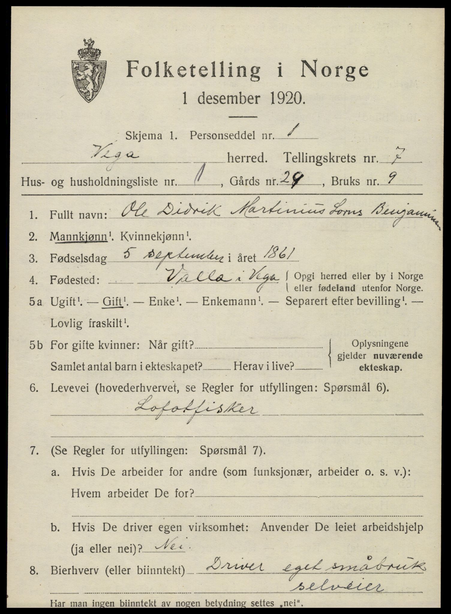 SAT, 1920 census for Vega, 1920, p. 3411