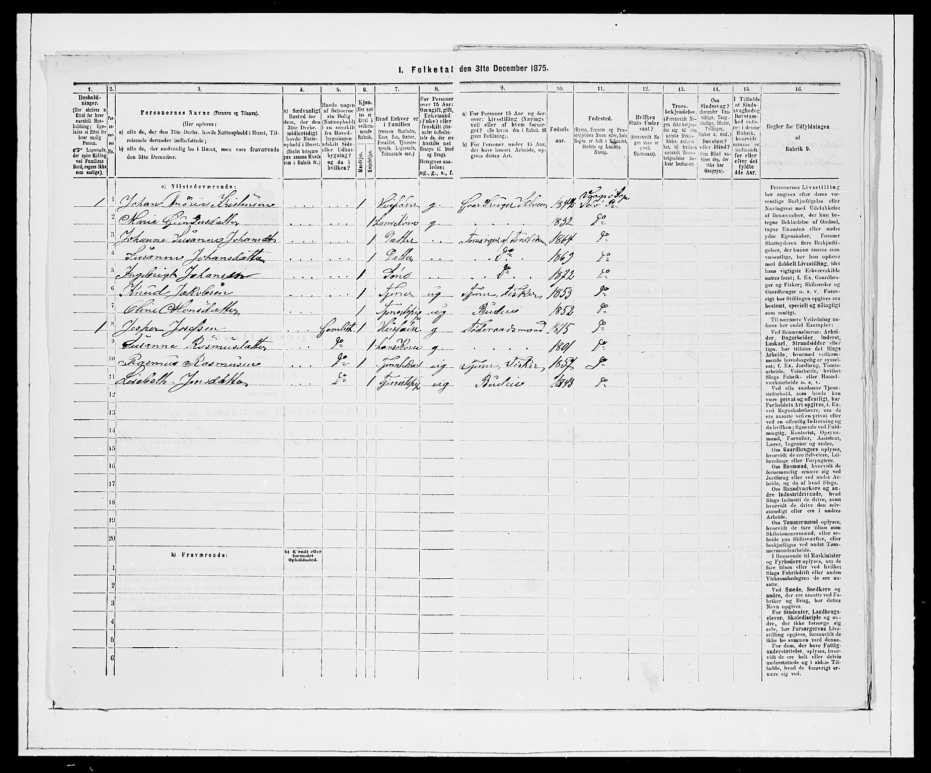 SAB, 1875 Census for 1441P Selje, 1875, p. 377