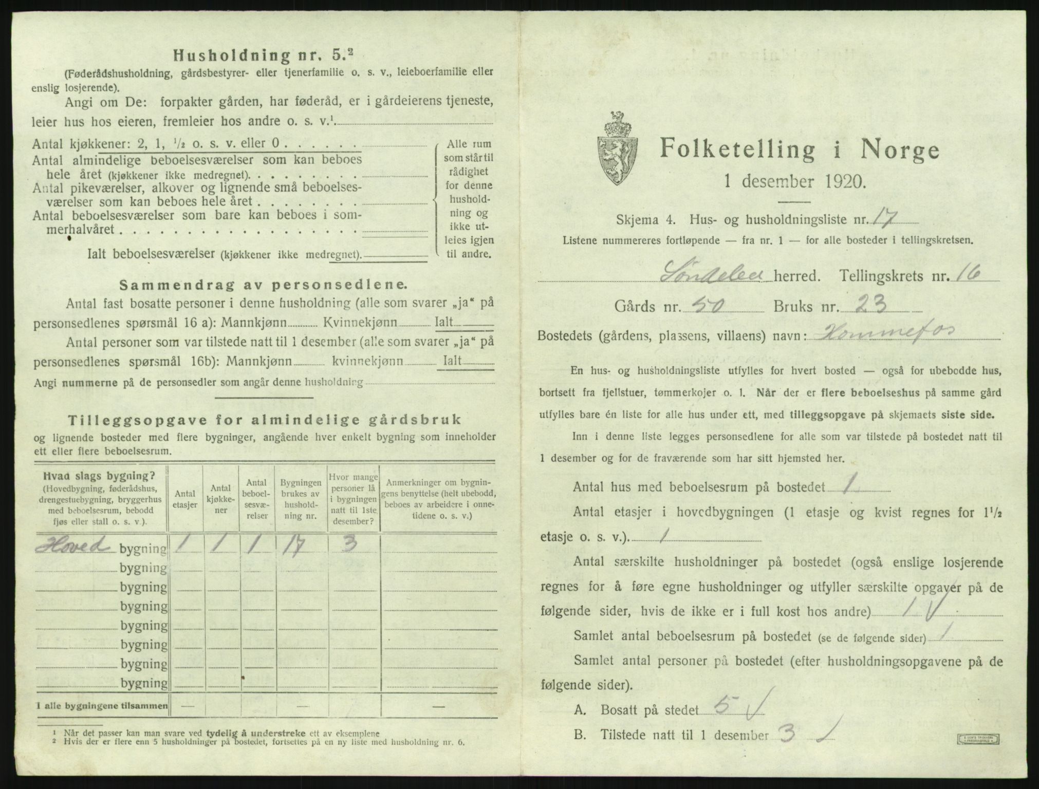 SAK, 1920 census for Søndeled, 1920, p. 1249