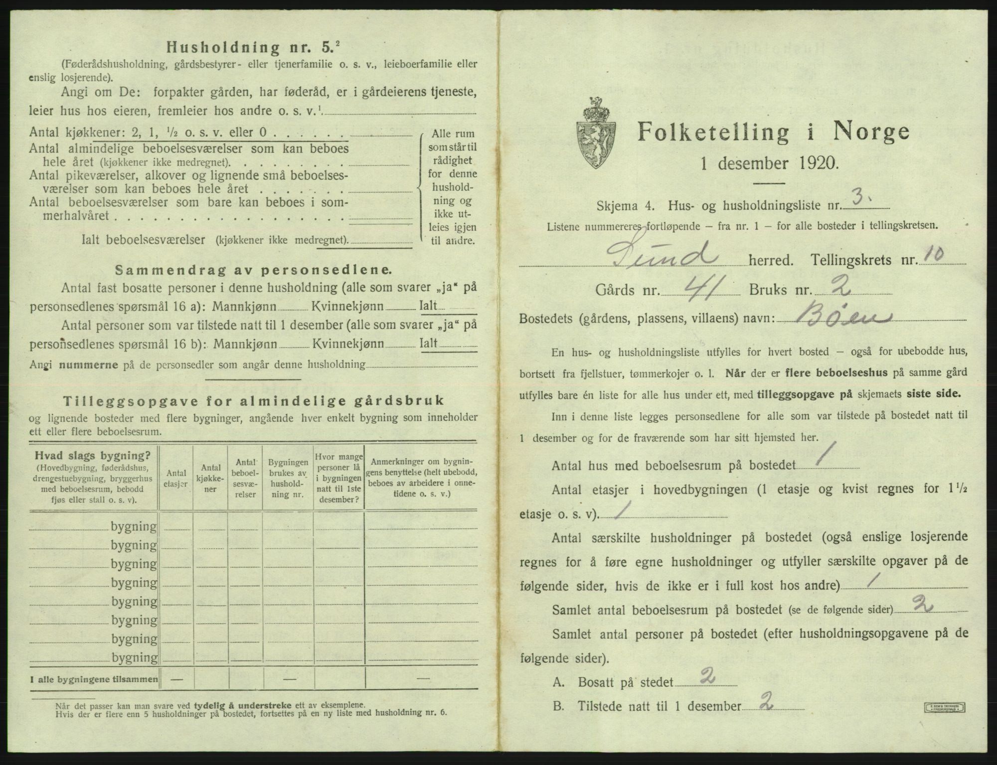 SAB, 1920 census for Sund, 1920, p. 841