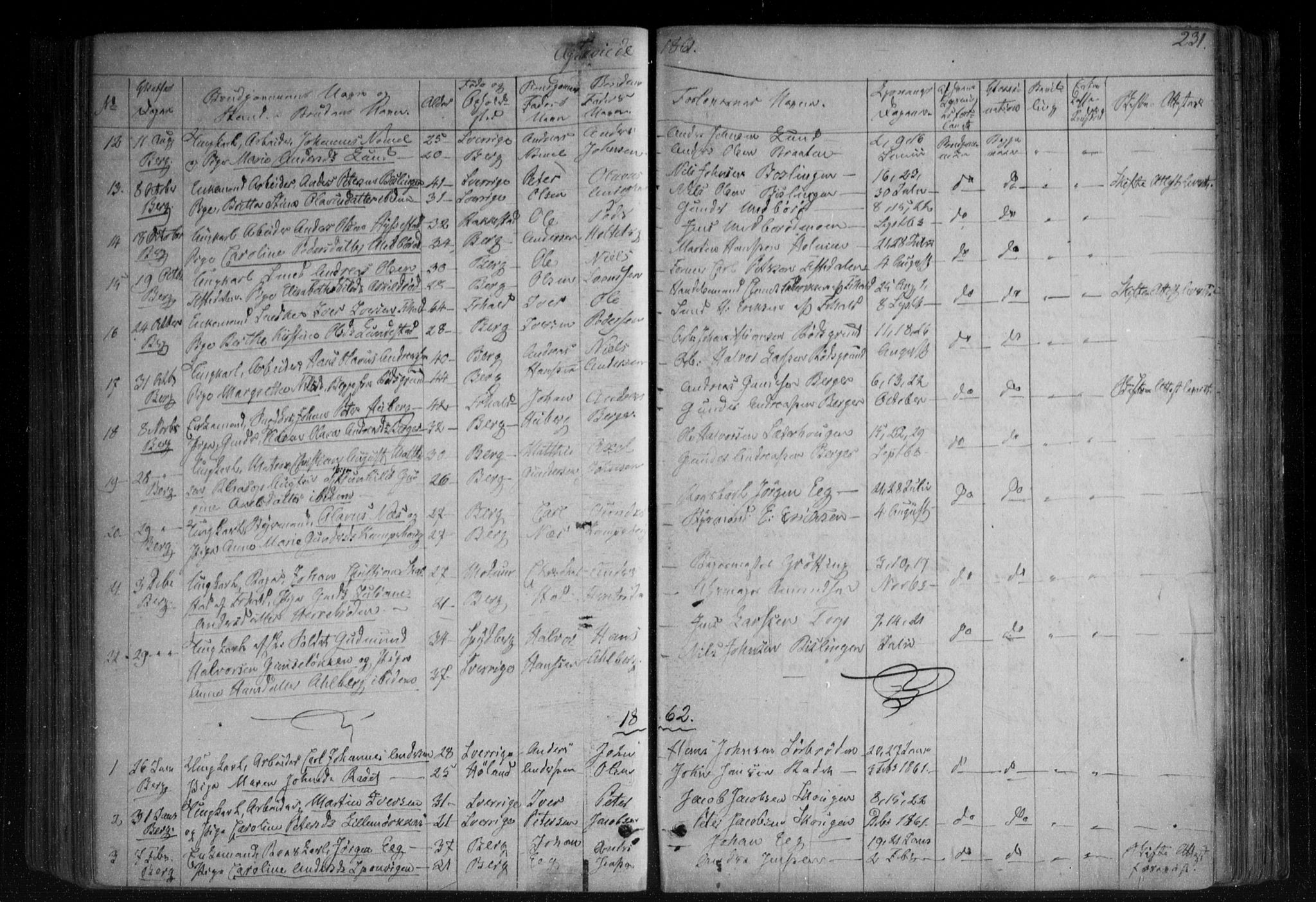 Berg prestekontor Kirkebøker, SAO/A-10902/F/Fa/L0005: Parish register (official) no. I 5, 1861-1877, p. 231