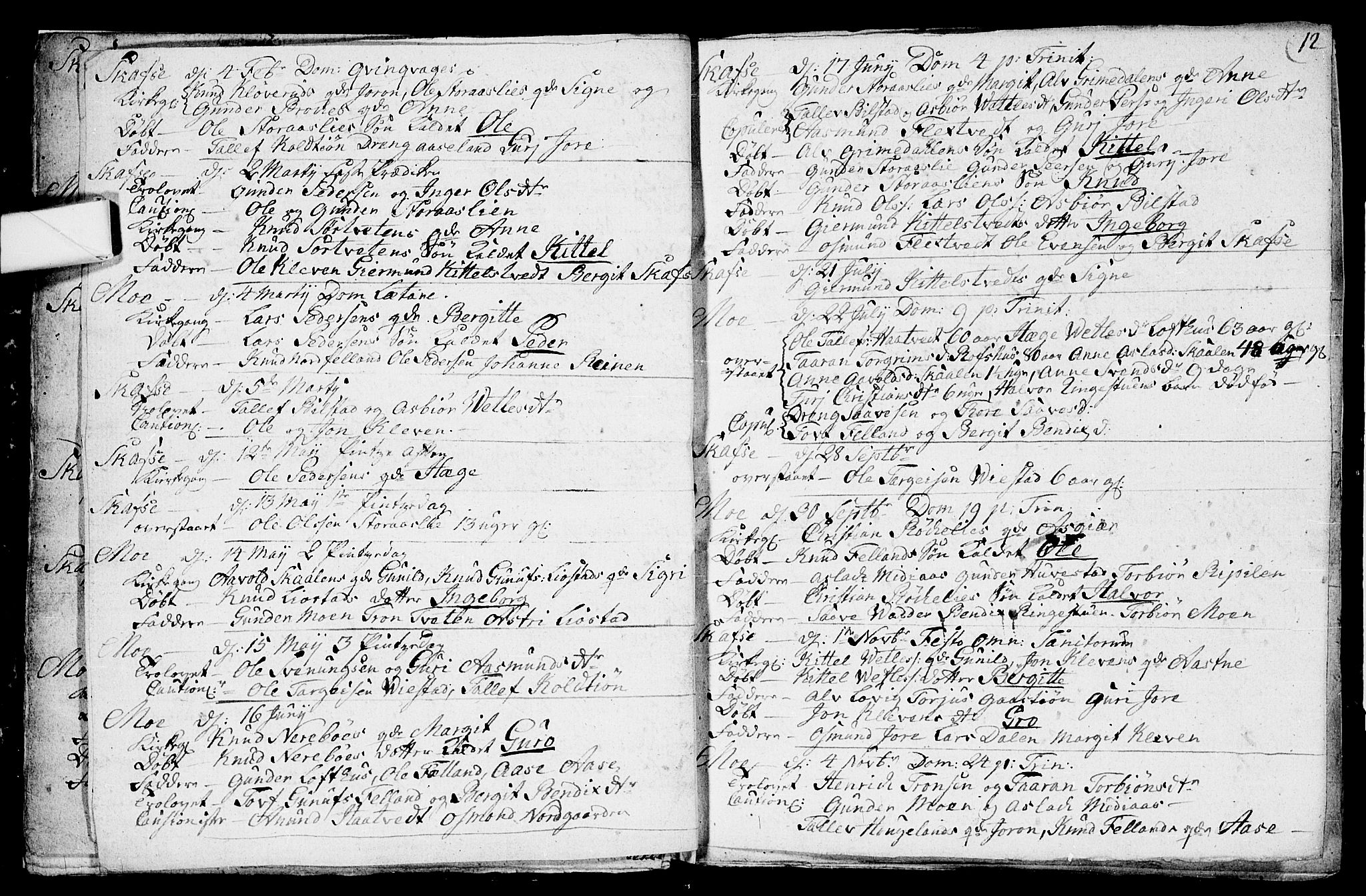 Mo kirkebøker, SAKO/A-286/F/Fa/L0001: Parish register (official) no. I 1, 1724-1748, p. 12