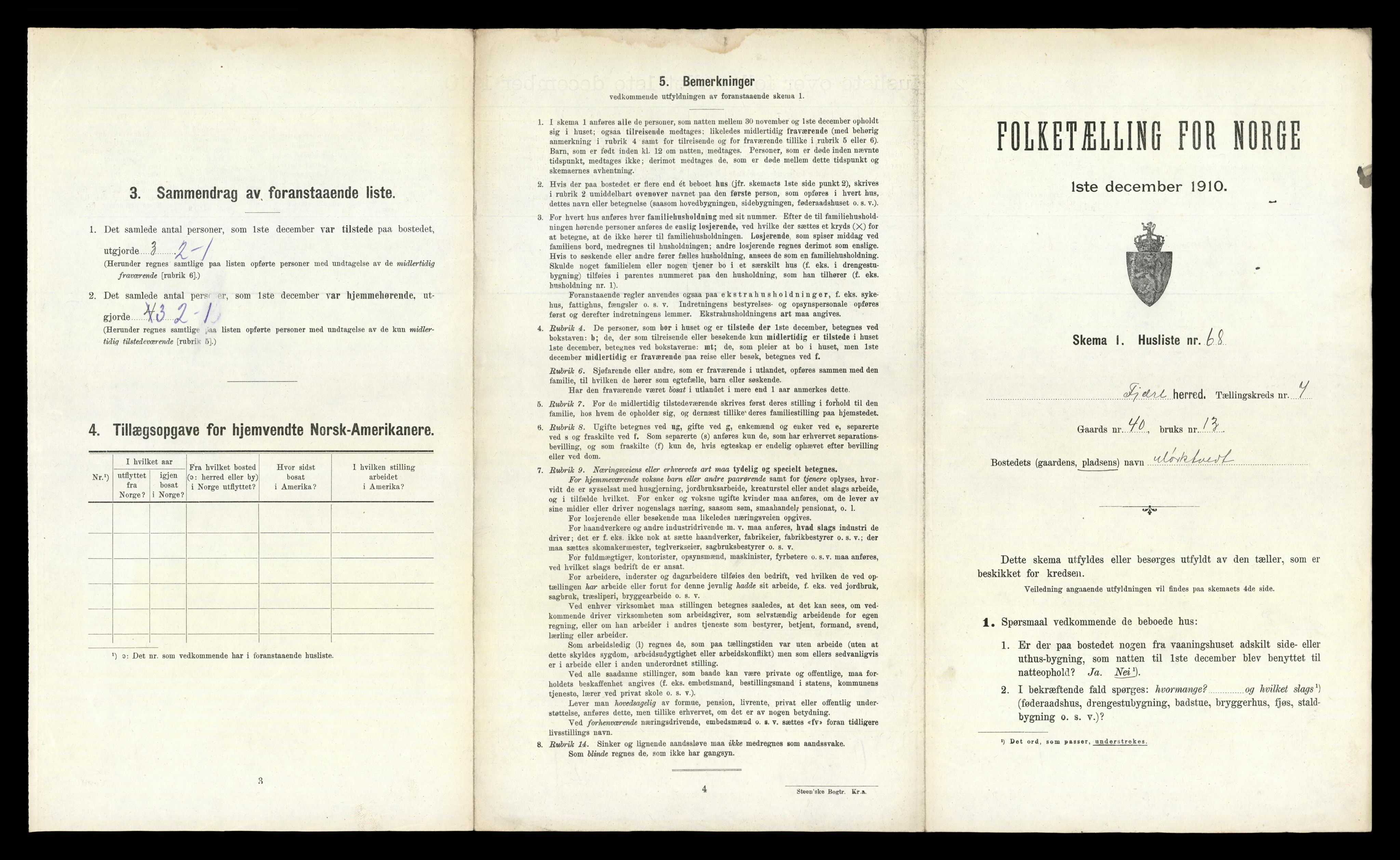 RA, 1910 census for Fjære, 1910, p. 1605