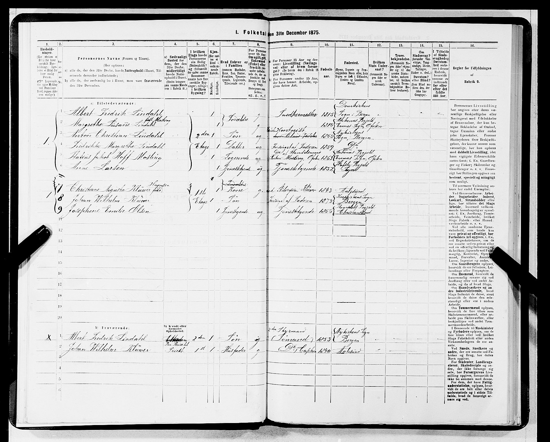 SAB, 1875 census for 1301 Bergen, 1875, p. 687