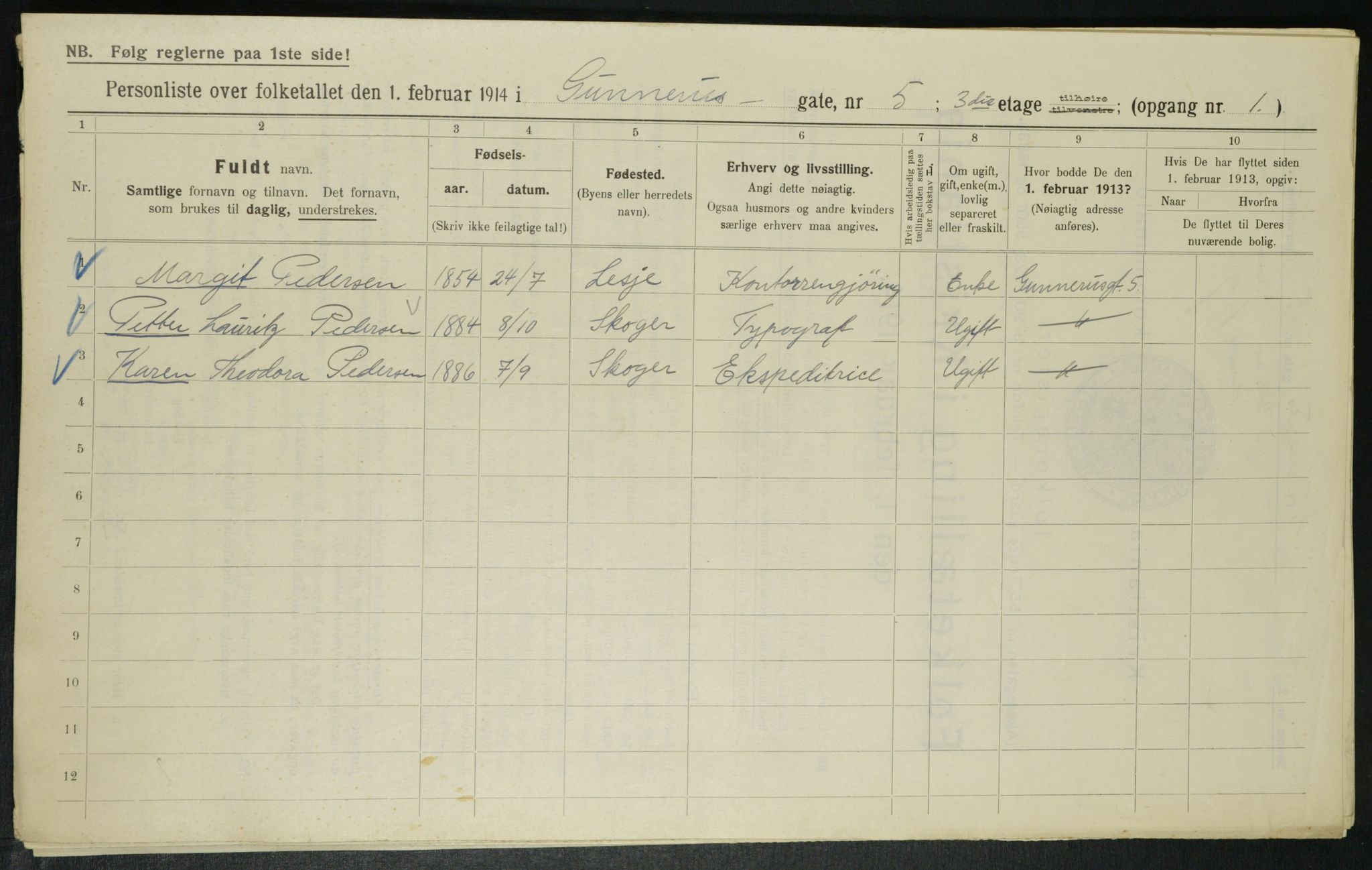 OBA, Municipal Census 1914 for Kristiania, 1914, p. 5218