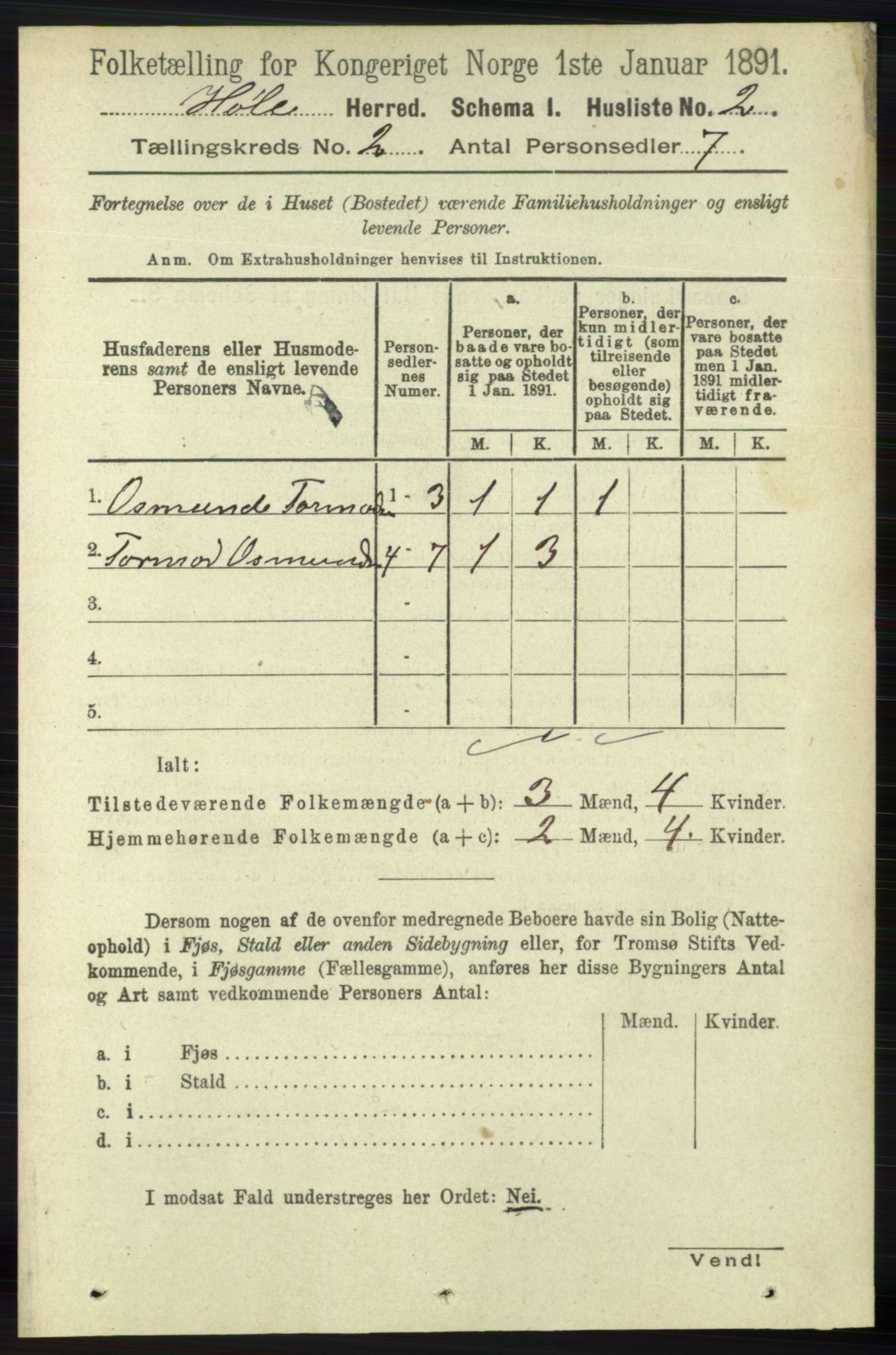 RA, 1891 census for 1128 Høle, 1891, p. 148