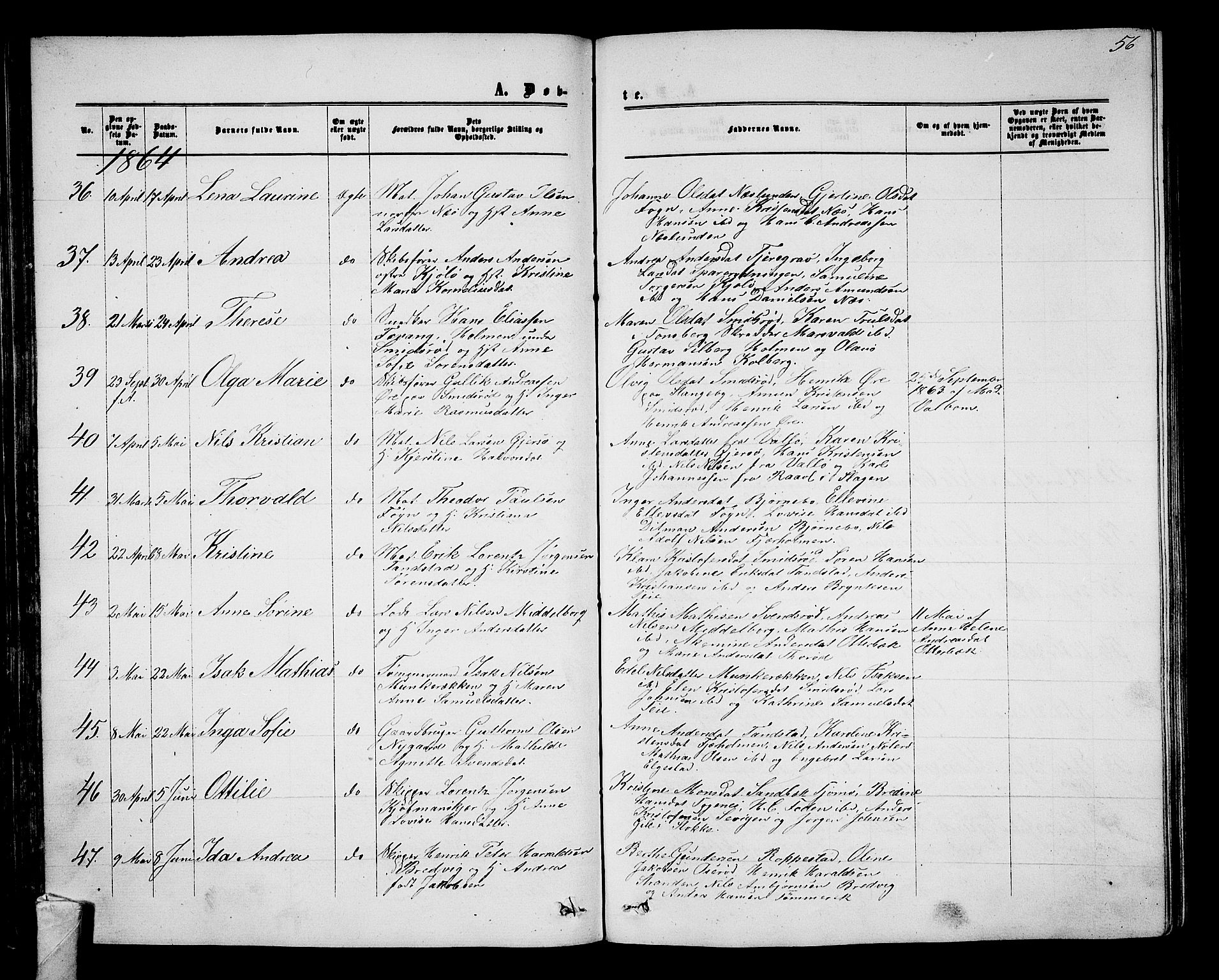 Nøtterøy kirkebøker, AV/SAKO-A-354/G/Ga/L0002: Parish register (copy) no. I 2, 1860-1877, p. 56