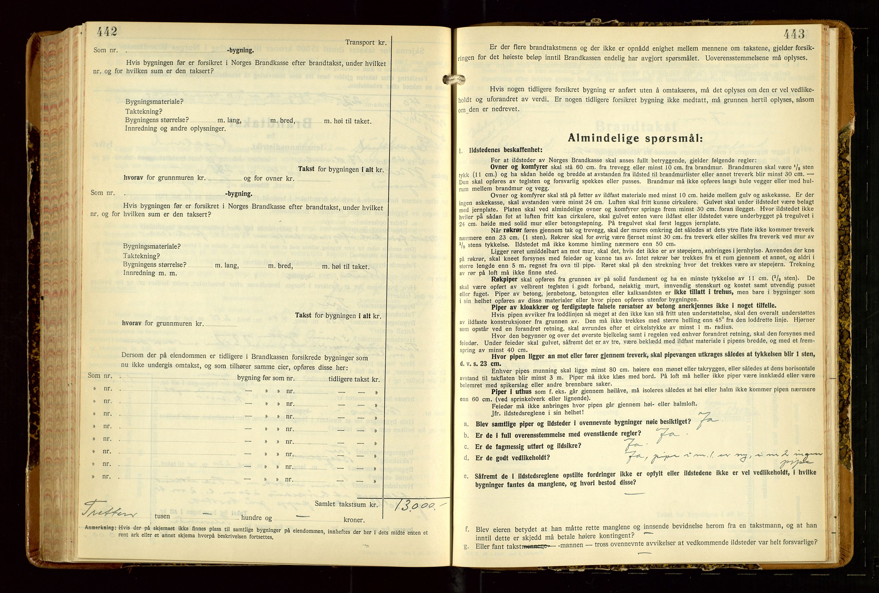 Eigersund lensmannskontor, SAST/A-100171/Gob/L0007: "Brandtakstprotokoll", 1938-1955, p. 442-443