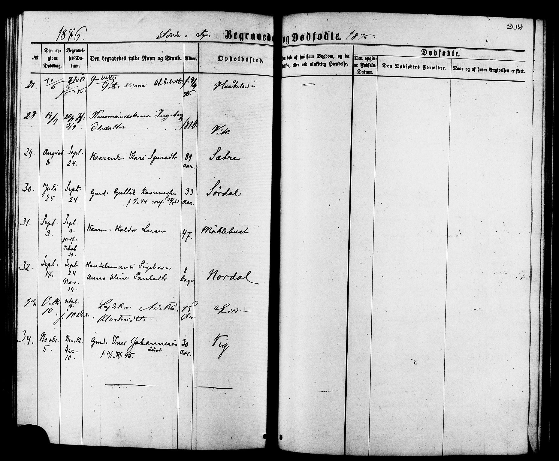 Ministerialprotokoller, klokkerbøker og fødselsregistre - Møre og Romsdal, AV/SAT-A-1454/502/L0024: Parish register (official) no. 502A02, 1873-1884, p. 209