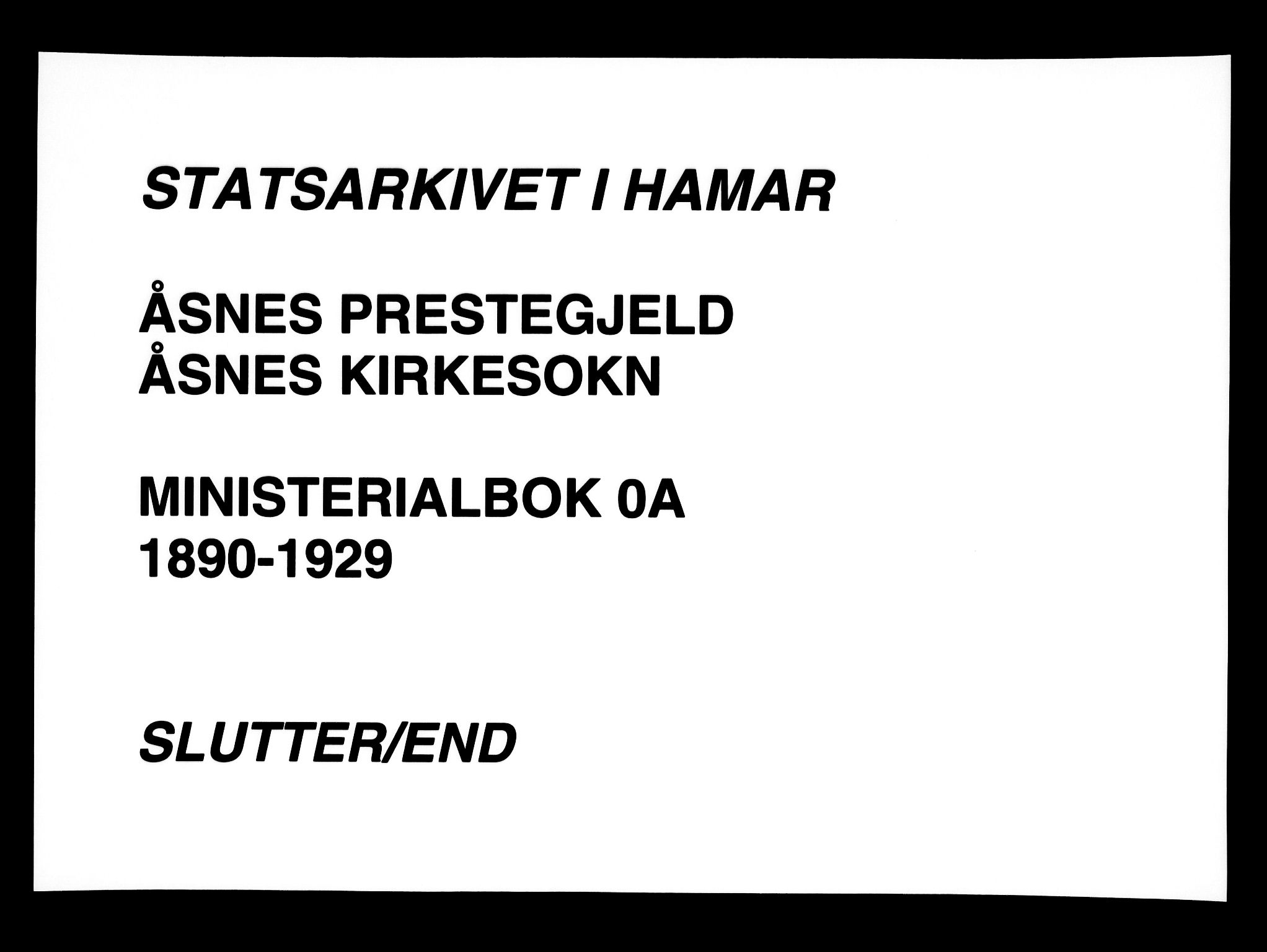 Åsnes prestekontor, AV/SAH-PREST-042/H/Ha/Haa/L0000C: Parish register (official) no. 0A, 1890-1929