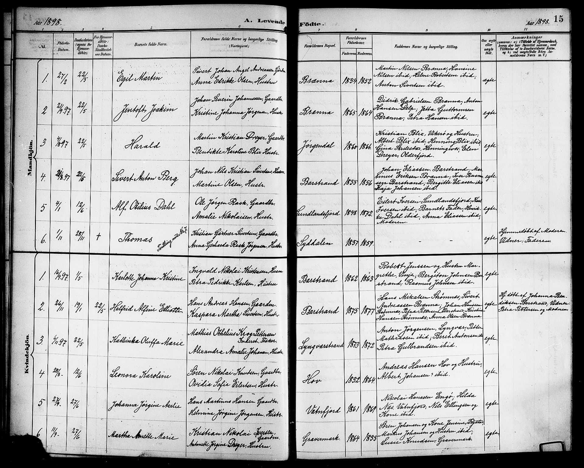 Ministerialprotokoller, klokkerbøker og fødselsregistre - Nordland, AV/SAT-A-1459/876/L1105: Parish register (copy) no. 876C04, 1896-1914, p. 15