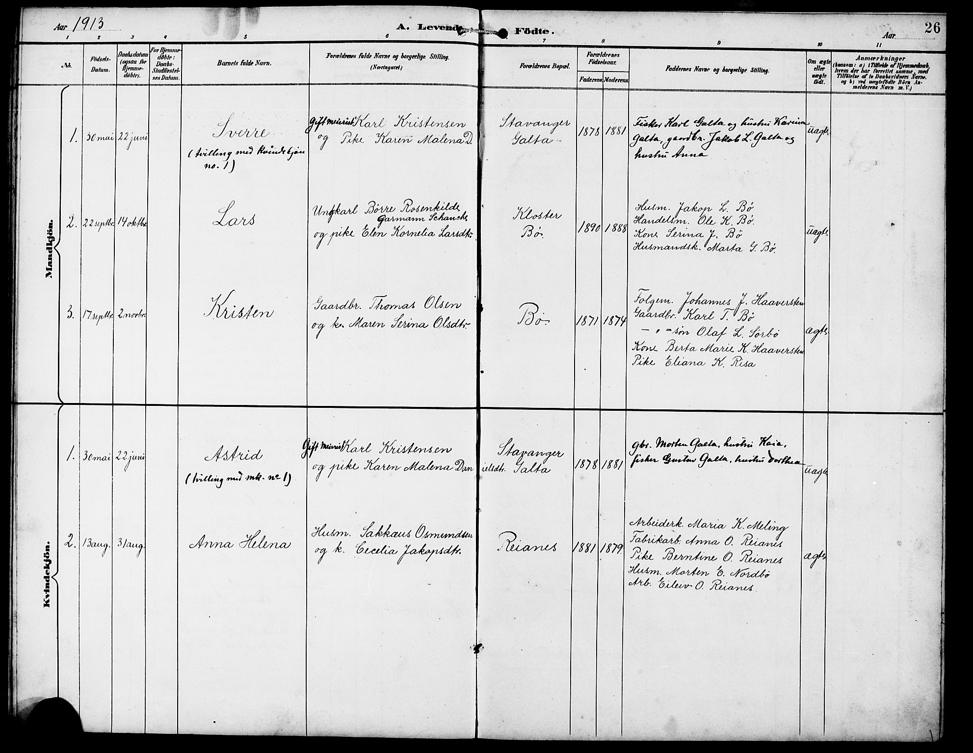 Rennesøy sokneprestkontor, SAST/A -101827/H/Ha/Hab/L0012: Parish register (copy) no. B 11, 1894-1924, p. 26