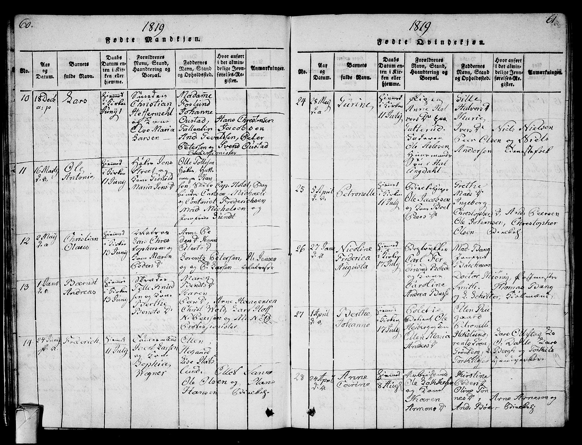 Strømsø kirkebøker, AV/SAKO-A-246/G/Ga/L0001: Parish register (copy) no. 1, 1815-1829, p. 60-61